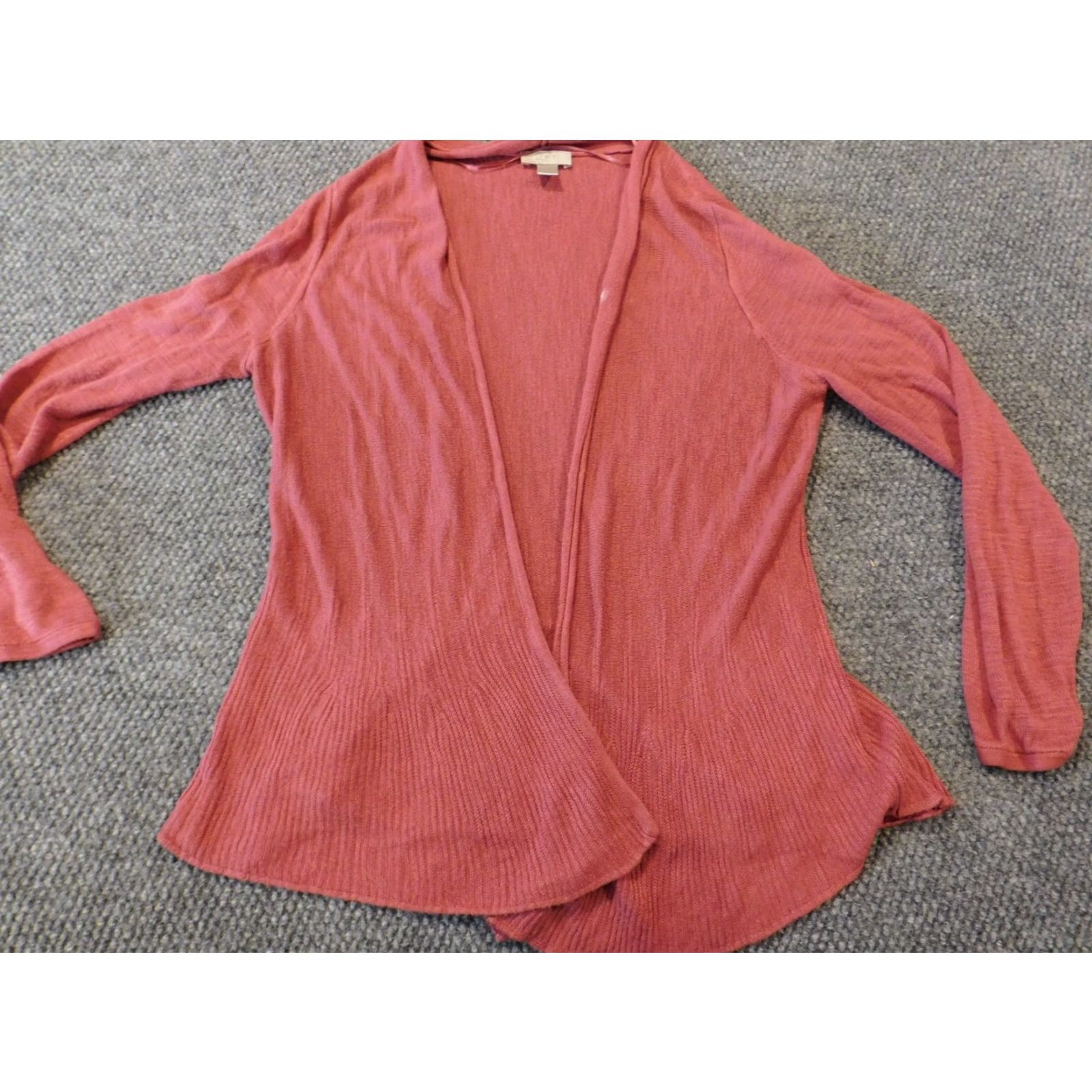 Loft Ann Taylor Loft Womens Cardigan Large Pink Knit Rib Knit Long Sleeve Crew Neck Stretch Regular Size L Outlet Casual Womens Cardigan Size L / US 10 / IT 46 - 2 Thumbnail