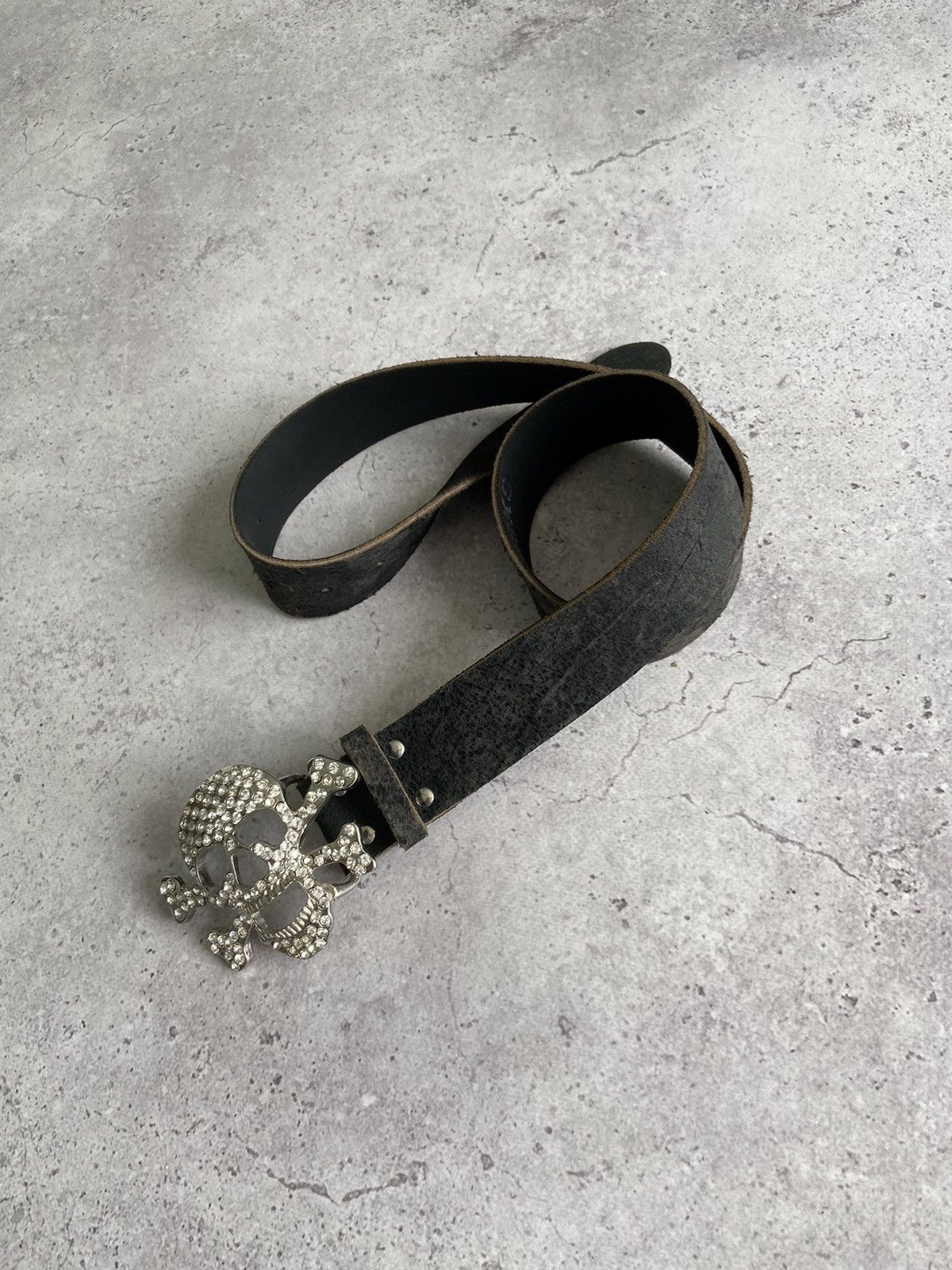 OAKLEY leather 3D skull belt white Y2K Oakley White Belts for Men