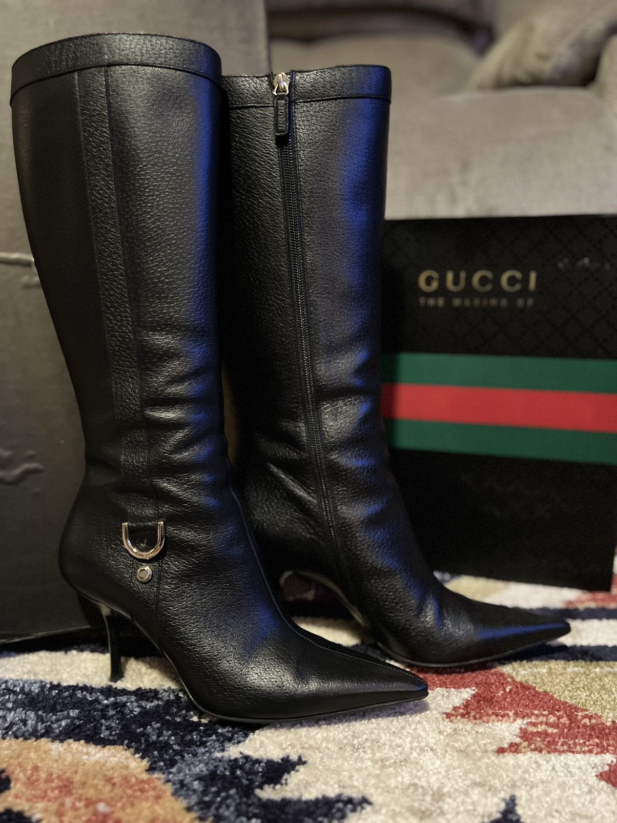 Gucci Gucci Mid Calf D Ring Leather Boots Grailed