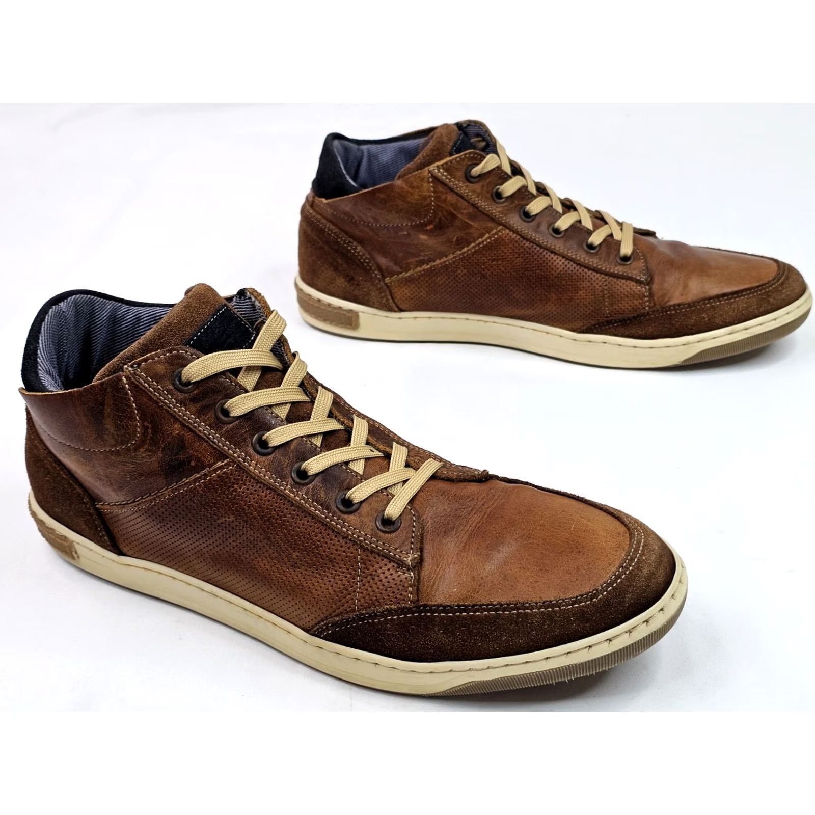 Bullboxer Bullboxer Laytone Hand Made Leather Ankle Boot Sneaker Mid Top Men 11 Brown Size US L / EU 52-54 / 3 - 2 Thumbnail