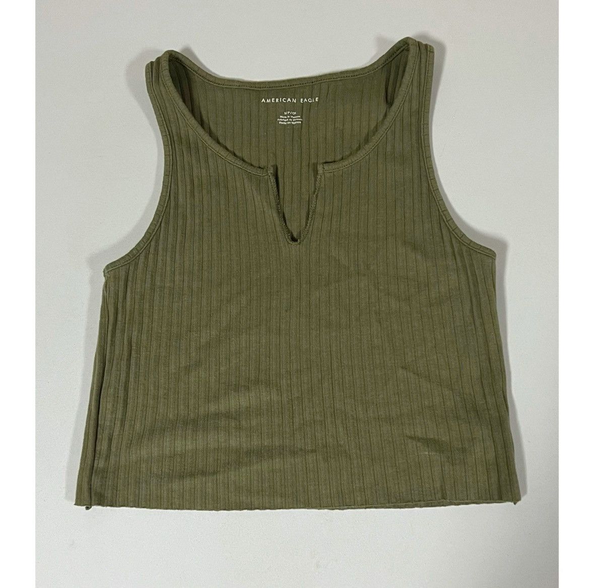 American Eagle Outfitters American Eagle Olive Green V-Neck Tank Top T-Shirt Size S ✨ Size S / US 4 / IT 40 - 2 Thumbnail