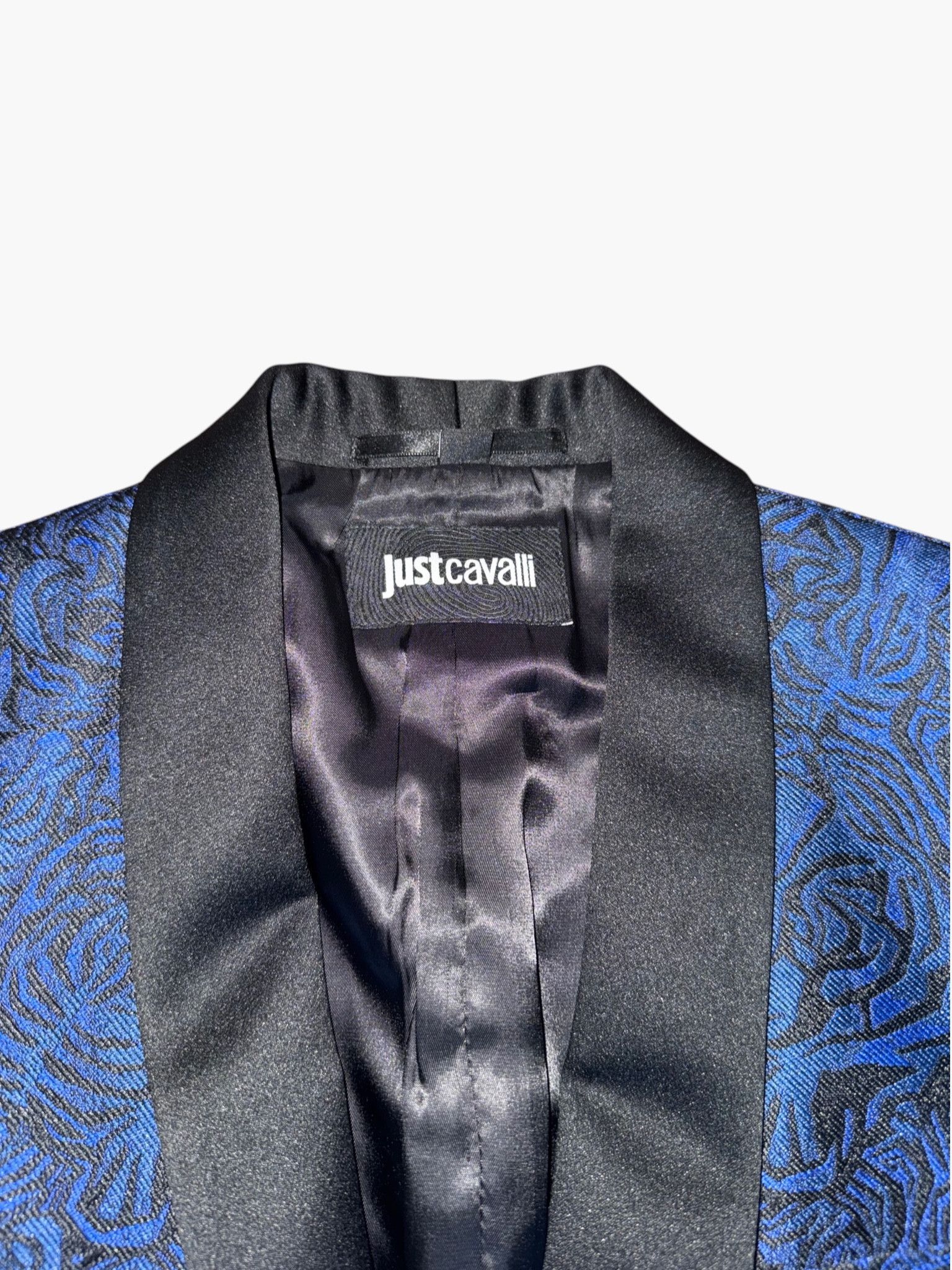 Just Cavalli 💎 Just Cavalli - Blue Embroidered Luxury Stand-Out Blazer Size 48R - 4 Thumbnail