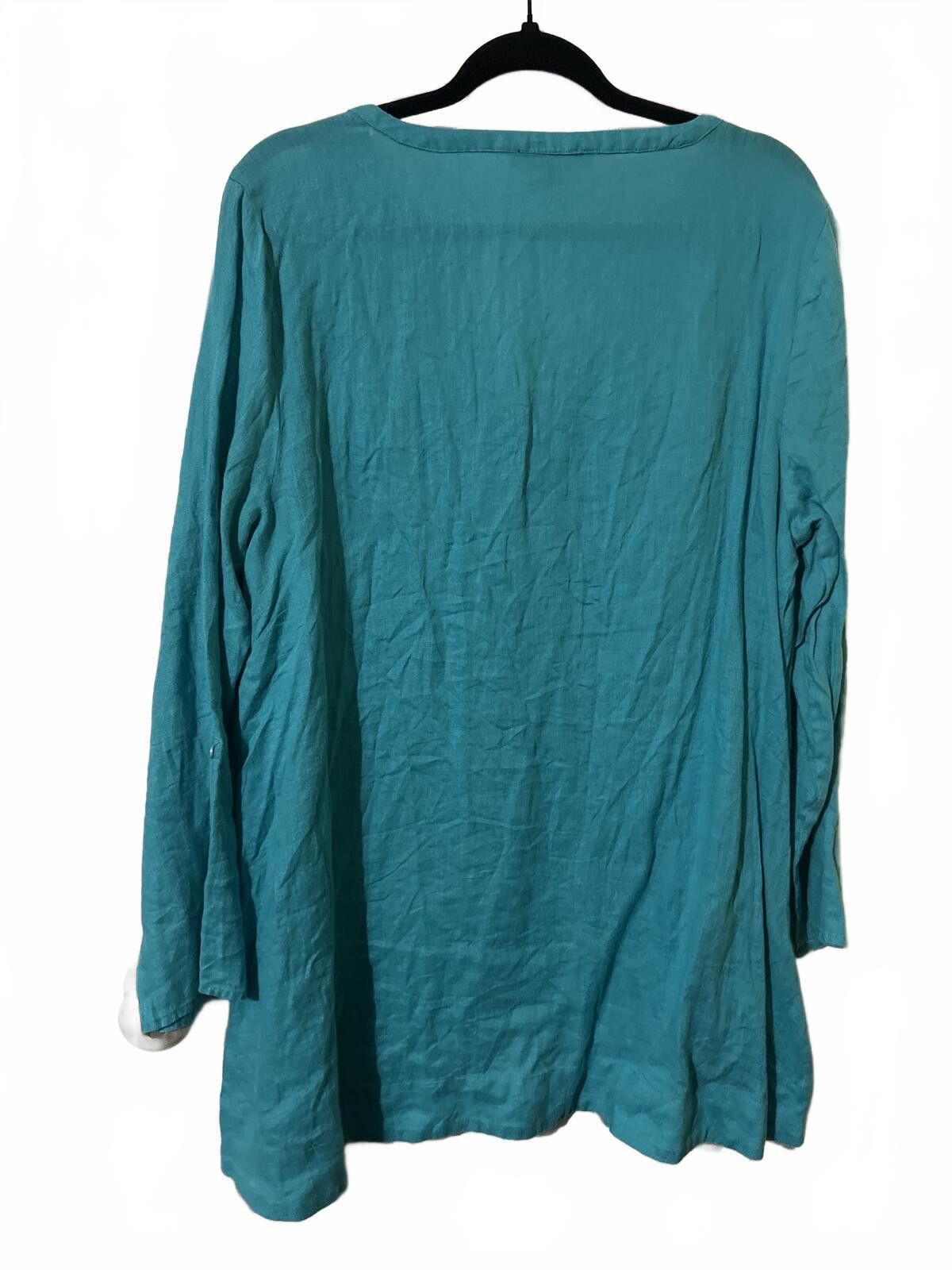 Preston & York Preston & York Women's Turquoise Linen Tunic Top Size L Size L / US 10 / IT 46 - 5 Thumbnail