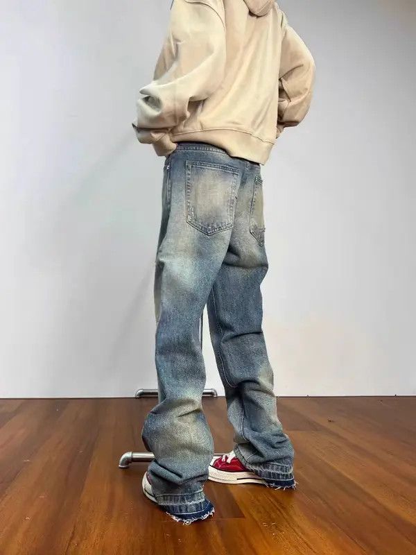 Japanese Brand Vintage Y2K raw edge ripped light coloured baggy jeans Size US 34 / EU 50 - 4 Thumbnail