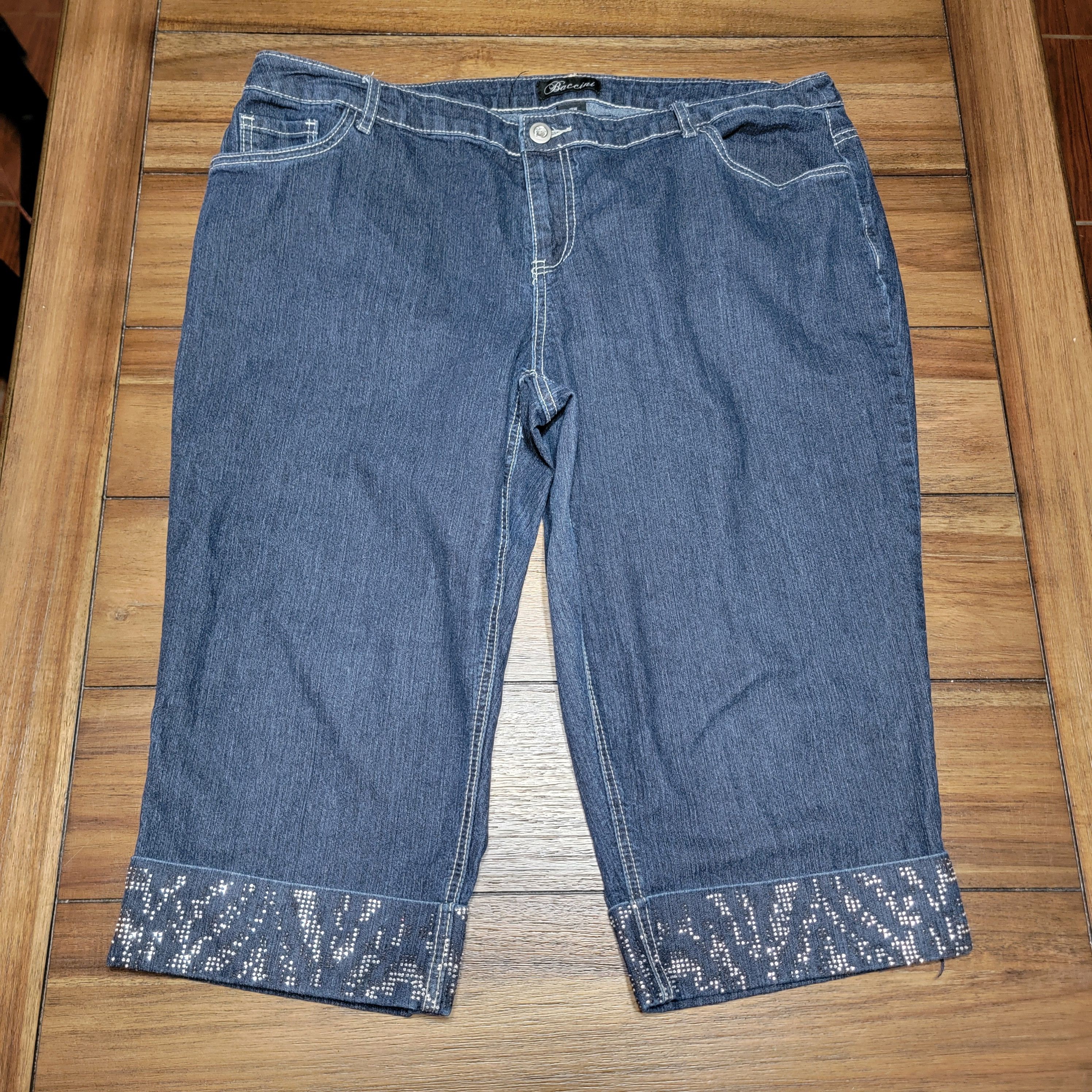 Other Baccini Dark Blue Denim Capris w/ Bling Cuffs - Size 18W Size 41" - 1 Thumbnail