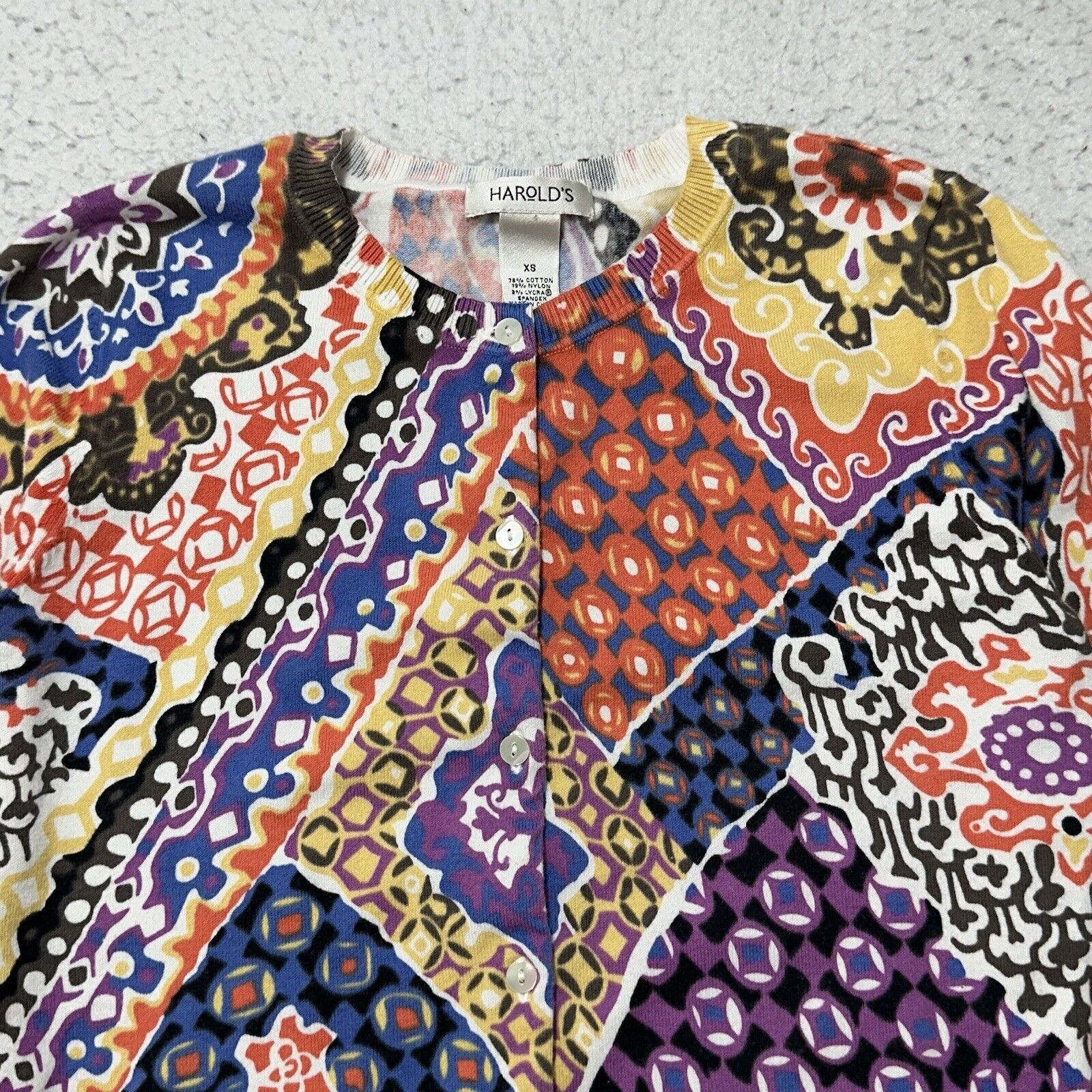 Other Harold's XS Patchwork Button Down Cardigan Sweater Size XS / US 0-2 / IT 36-38 - 2 Thumbnail