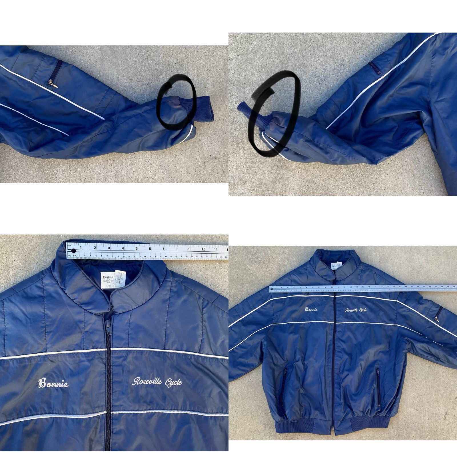 Vintage VINTAGE King Louie Pro Fit Windbreaker Jacket 2XL USA Union Made Men Blue Nylon Full Zip Roseville Cycle Bonnie Size US XXL / EU 58 / 5 - 10 Thumbnail