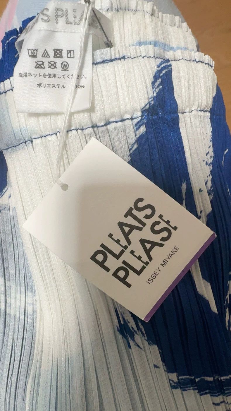 Issey Miyake Issey Miyake size:2 Blue and white pleated wave pants Size 32" / US 10 / IT 46 - 7 Thumbnail