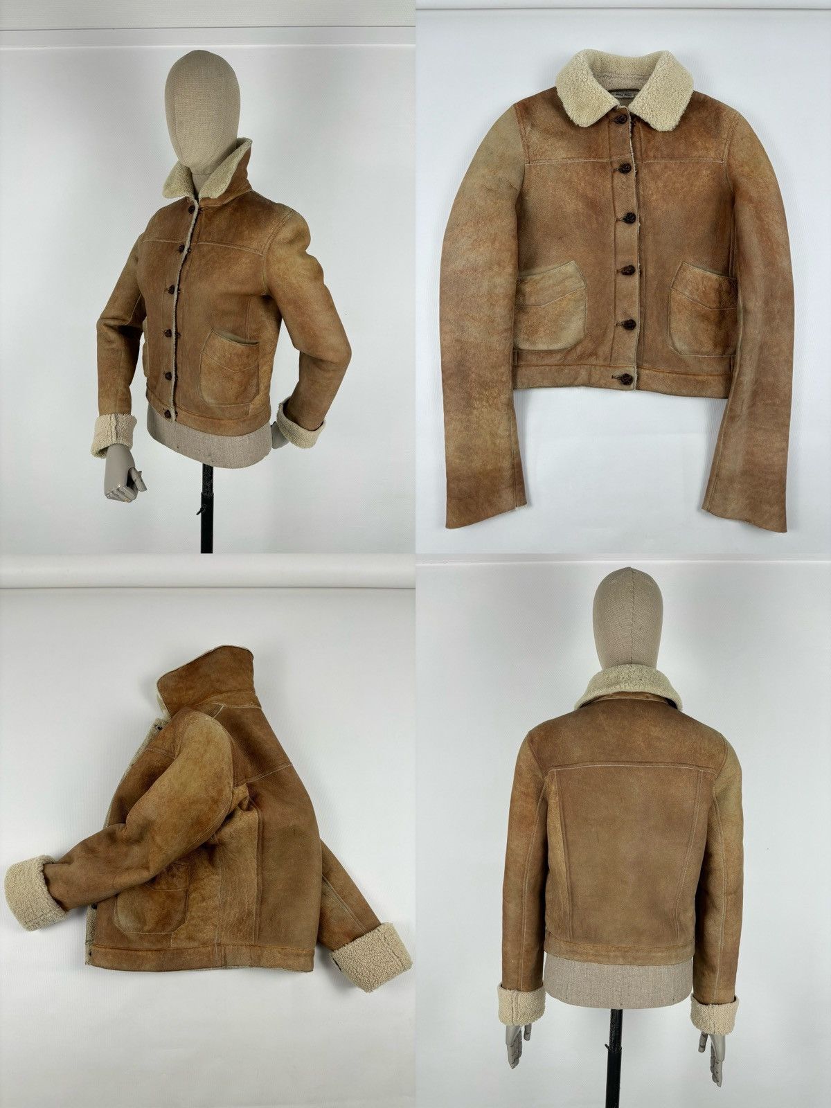 00's PRADA Sheepskin Dyed Fur Leather Aviator Jacket Bomber