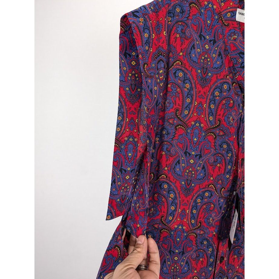 Saint Laurent Paris o1rshd1 Chemise Sans Manches Silk Sleeveless Shirt in Blue Size US L / EU 52-54 / 3 - 7 Thumbnail