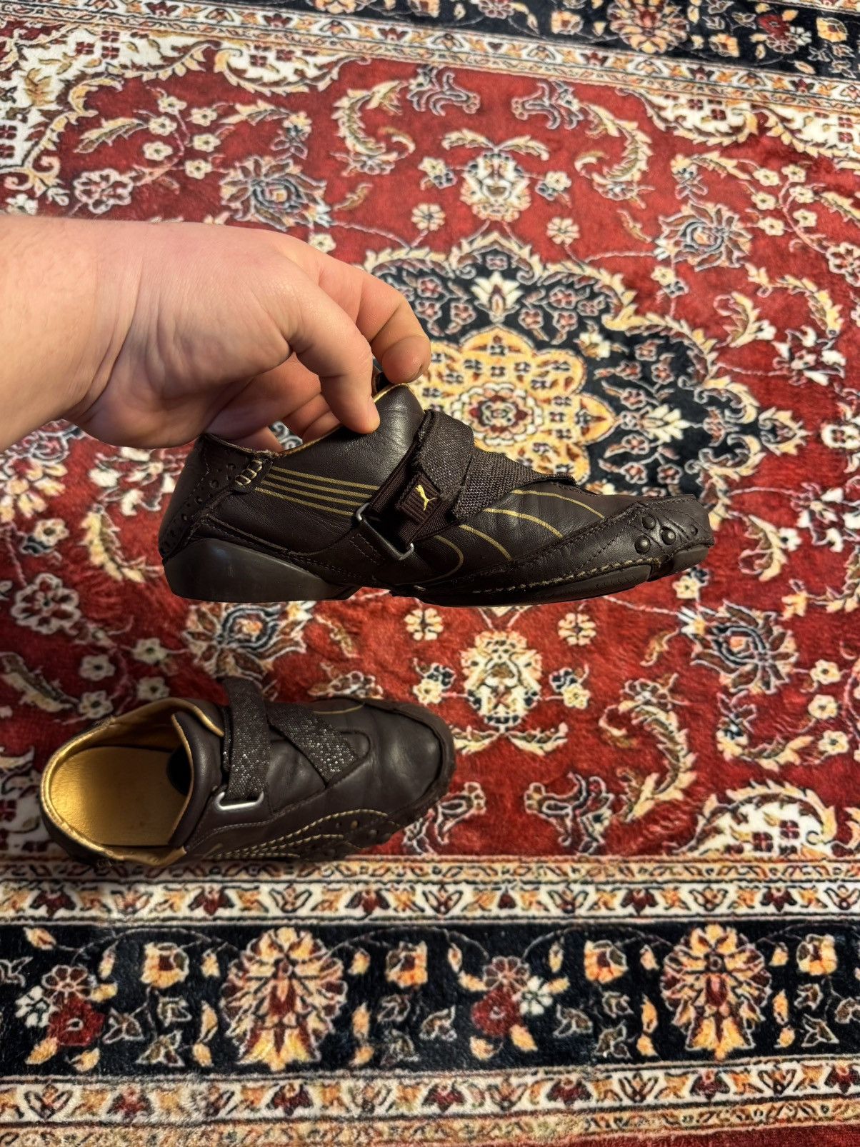 Puma Archive Puma Leather Driving Shoes / Moccasins Black / Gold Size US 5 / IT 35 - 8 Thumbnail