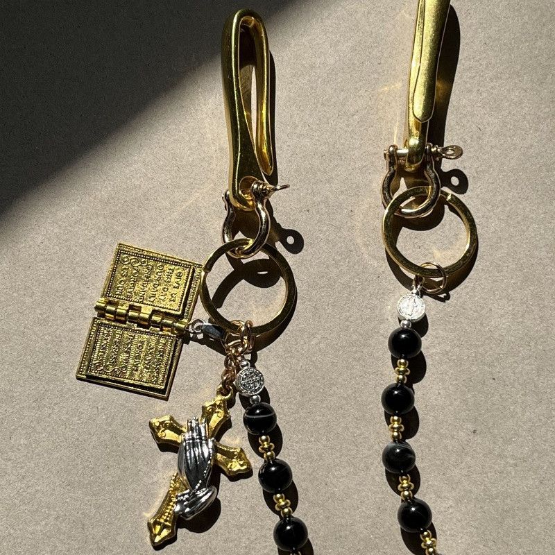 Japanese Brand × Jewelry Black Stone Round Bead Pants Chain Punk Style Size ONE SIZE - 6 Thumbnail