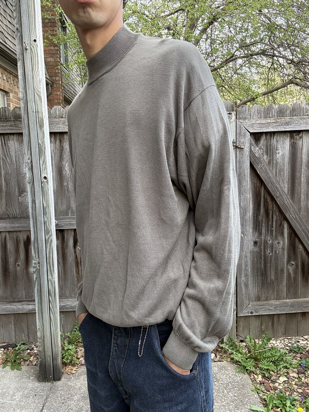 Pronto Uomo Pronto Uomo gray silk blend mock neck pullover sweater Size XL / US 12-14 / IT 48-50 - 1 Thumbnail