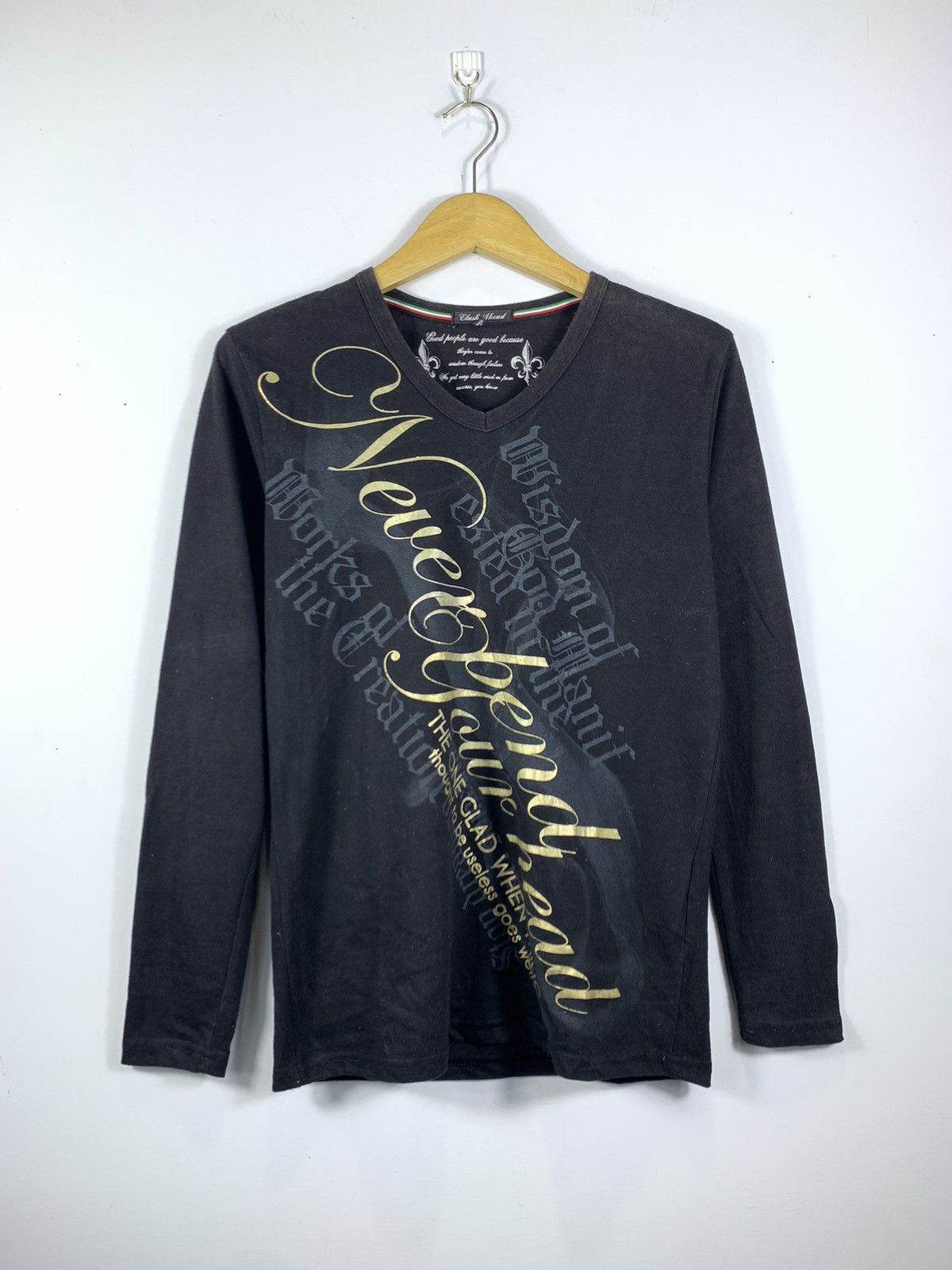 image of If Six Was Nine x Le Grande Bleu L G B Black Clash Ahead Poem Faded Long Sleeve, Men's (Size Medium