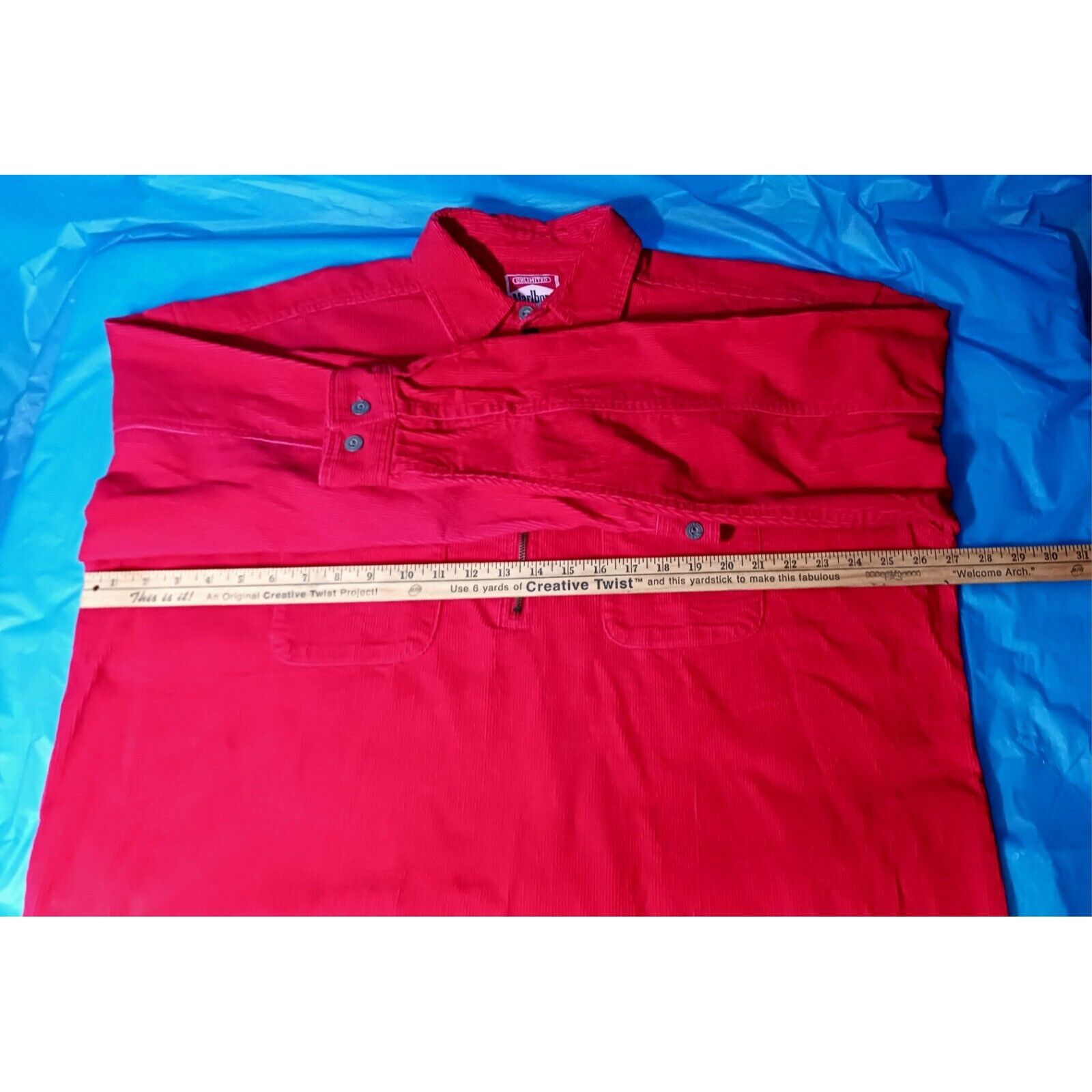 Marlboro 90's Marlboro Red Corduroy 1/2 Zip Pullover Shirt Large Terr Size US L / EU 52-54 / 3 - 10 Thumbnail