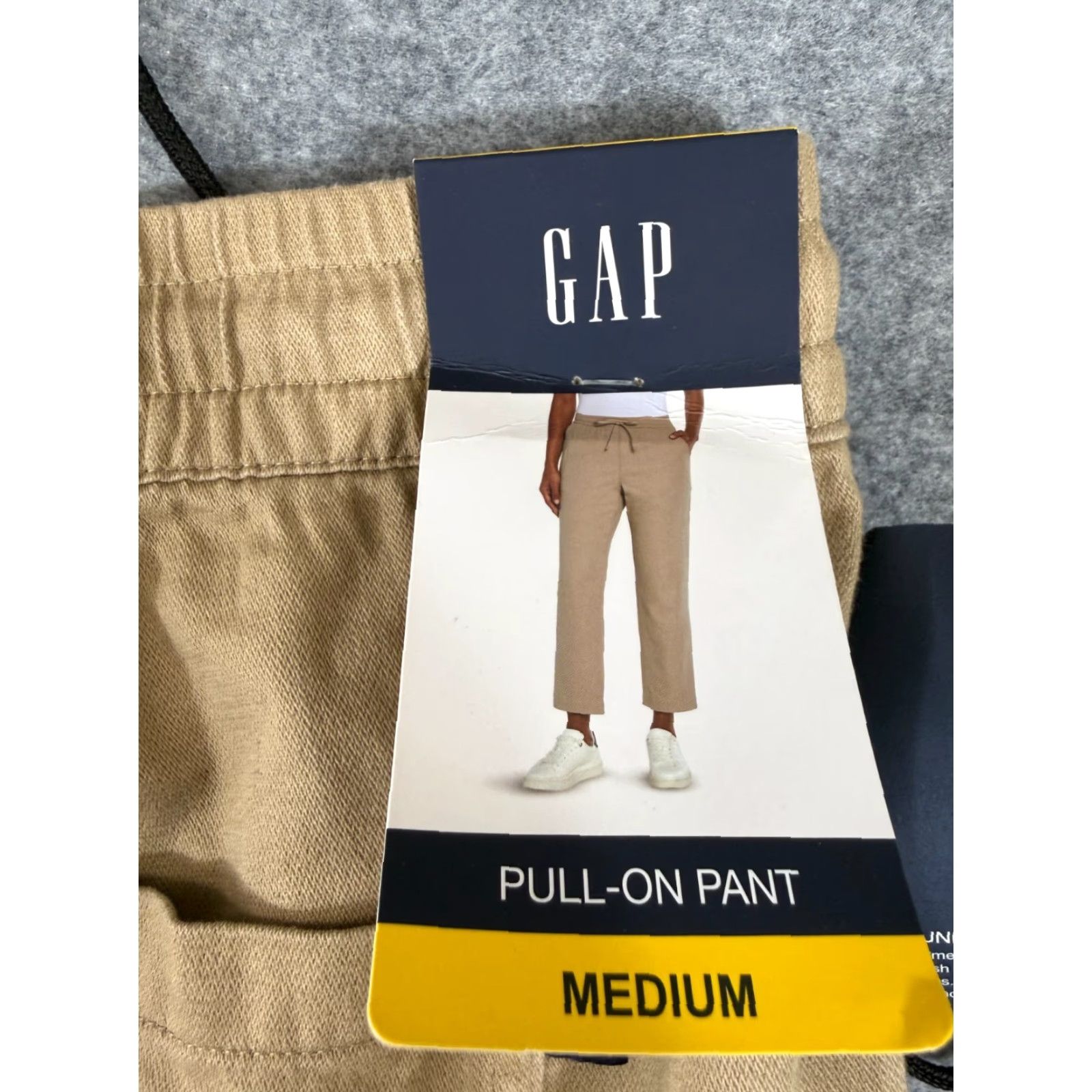Gap VINTAGE Gap Pants Womens M Khaki Drawstring Slash Pocket Straight Leg Pull On Ankle NWT Size 32" / US 10 / IT 46 - 6 Thumbnail