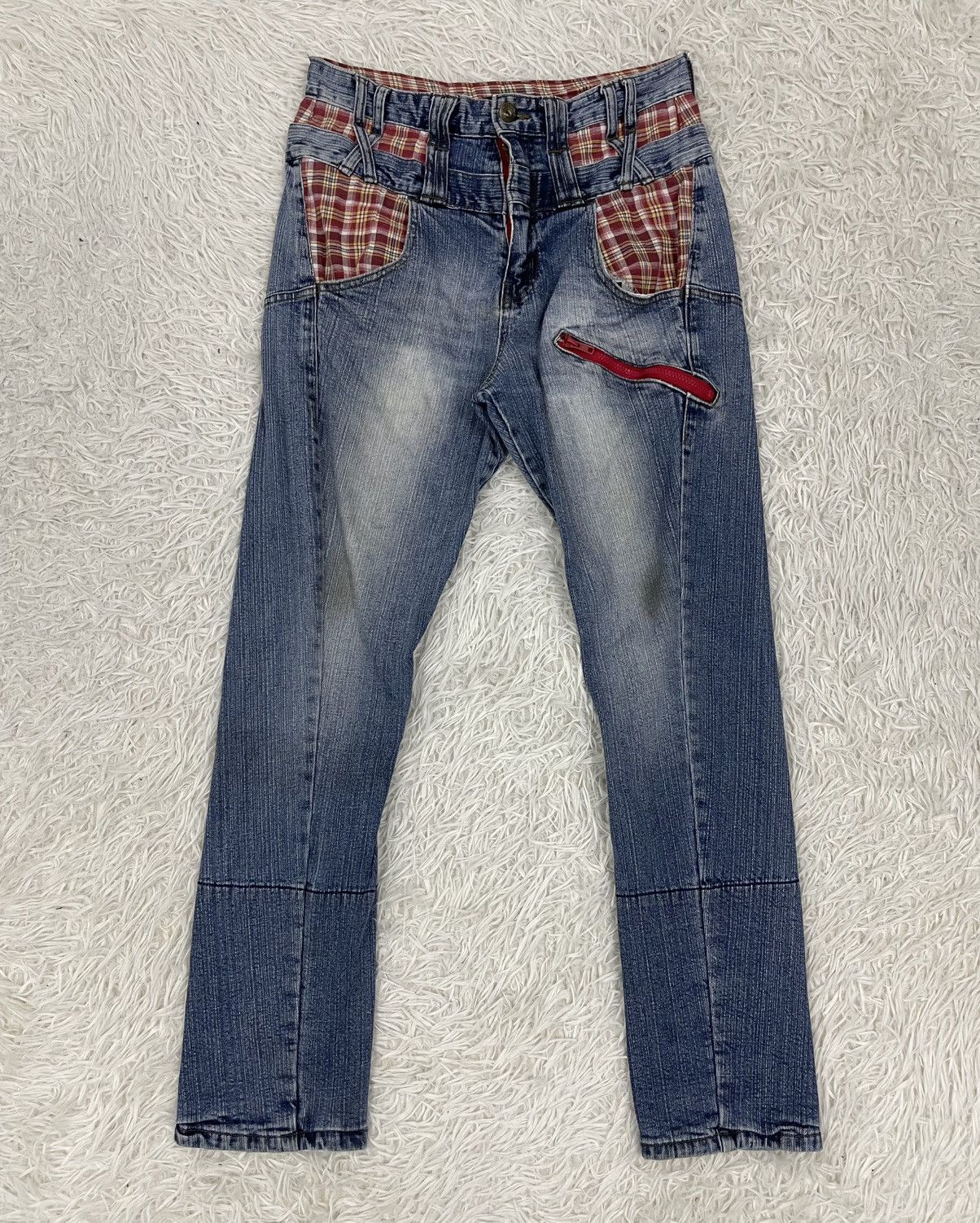 Japanese Brand B-S Complexity Gingham Dual Waist Jeans Pant Size US 31 - 1 Thumbnail