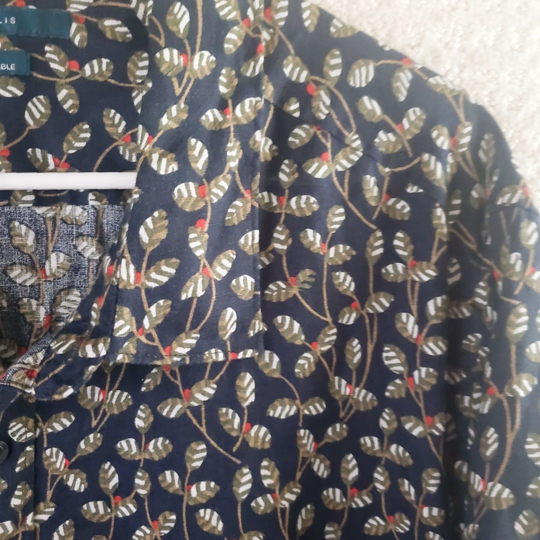 Perry Ellis Perry Ellis Shirt Mens 3X Black Linen Floral Beach Summer SS Geometric Button-Up Short Sleeve Beach Theme Mens Size US XXL / EU 58 / 5 - 6 Thumbnail