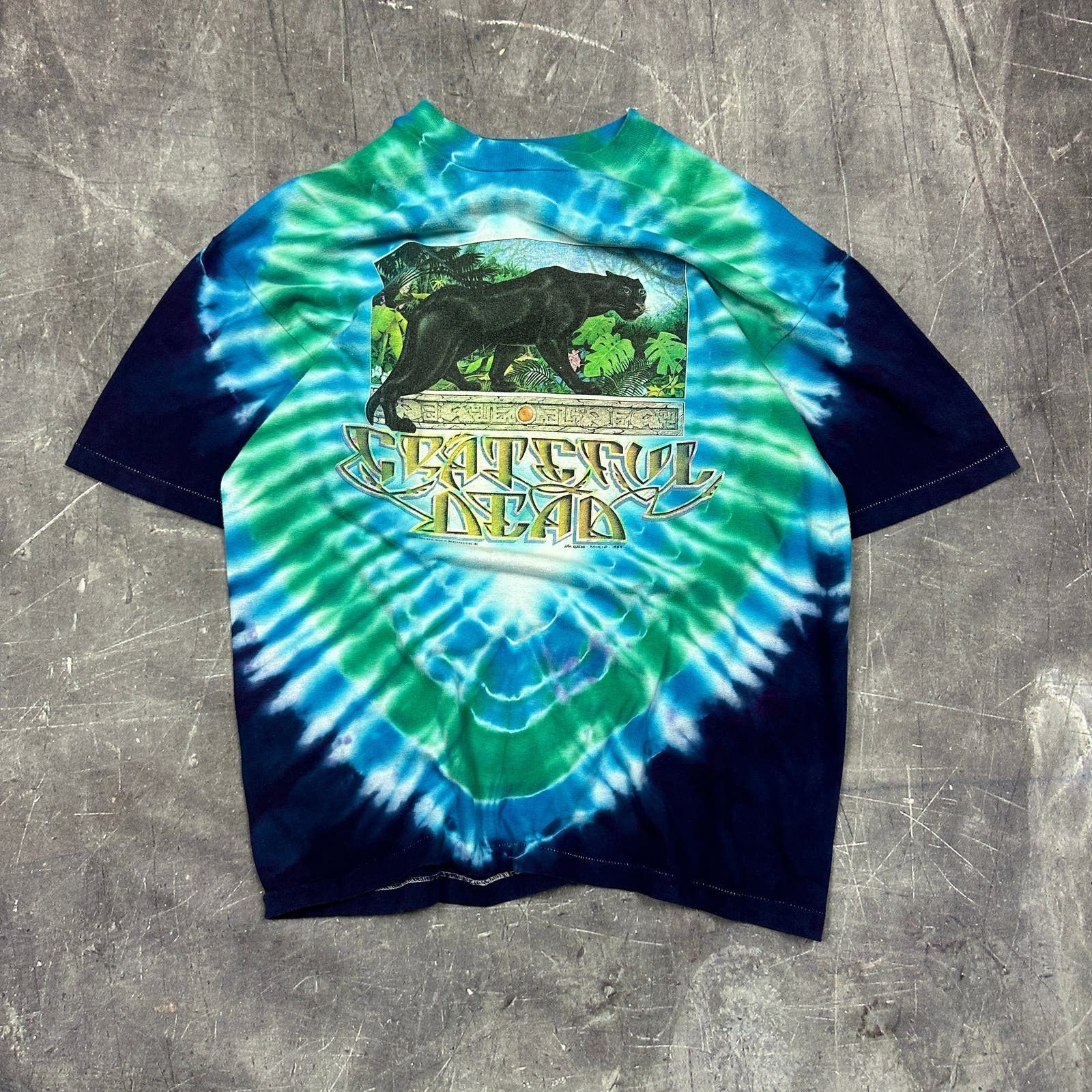 image of Band Tees x Hanes 1987 Grateful Dead Rainforest Gone In Our Lifetime Shirt X90 in Blue (Size Medium