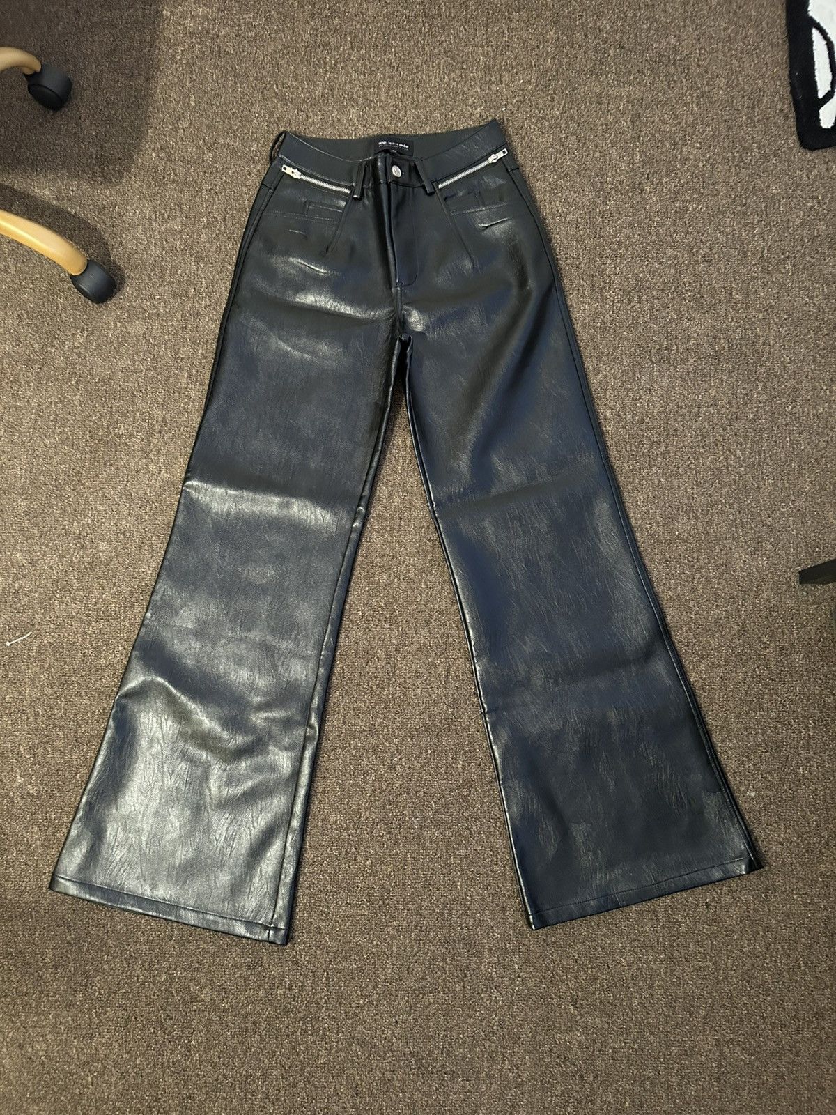 Designer Black flared leather pants Size US 28 / EU 44 - 1 Thumbnail