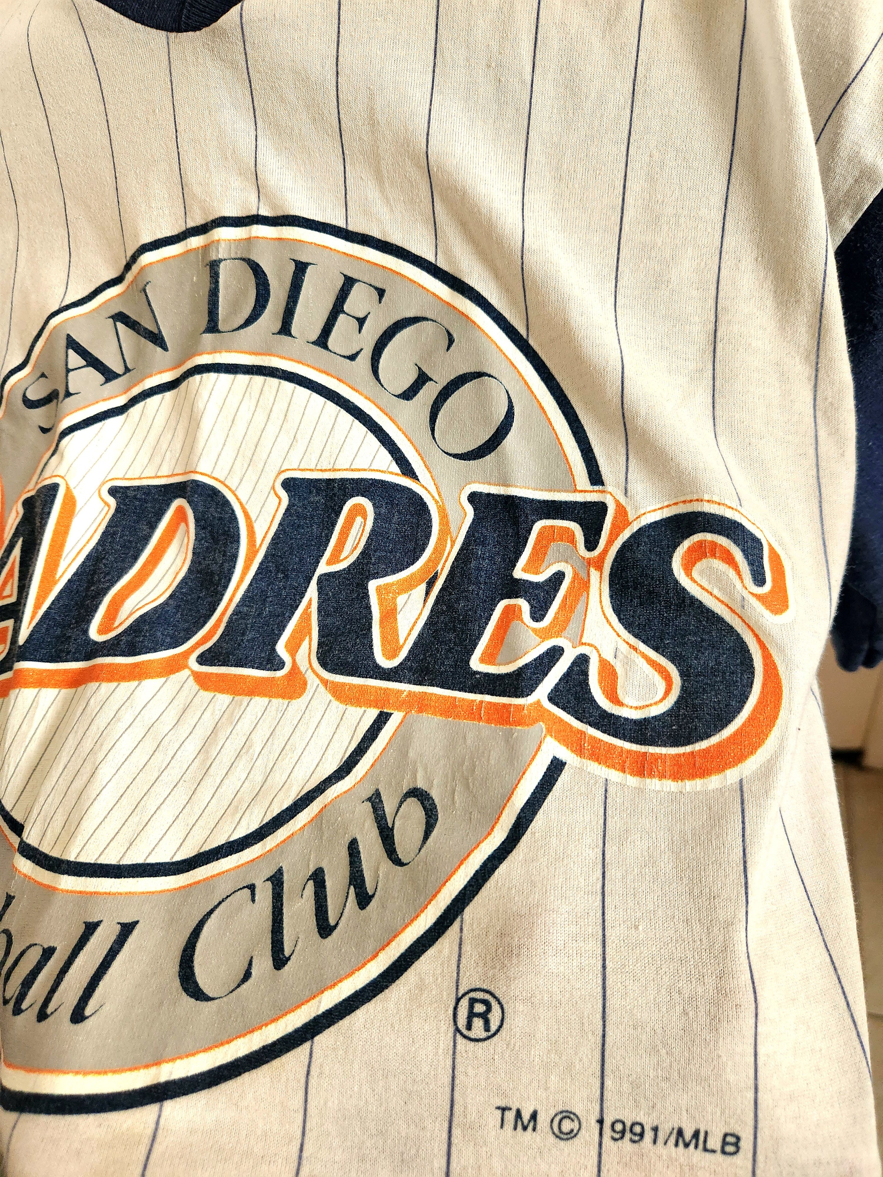 MLB × Vintage Vintage 1991 San Diego Padres Pinstripe V-neck jersey shirt Size US M / EU 48-50 / 2 - 7 Thumbnail