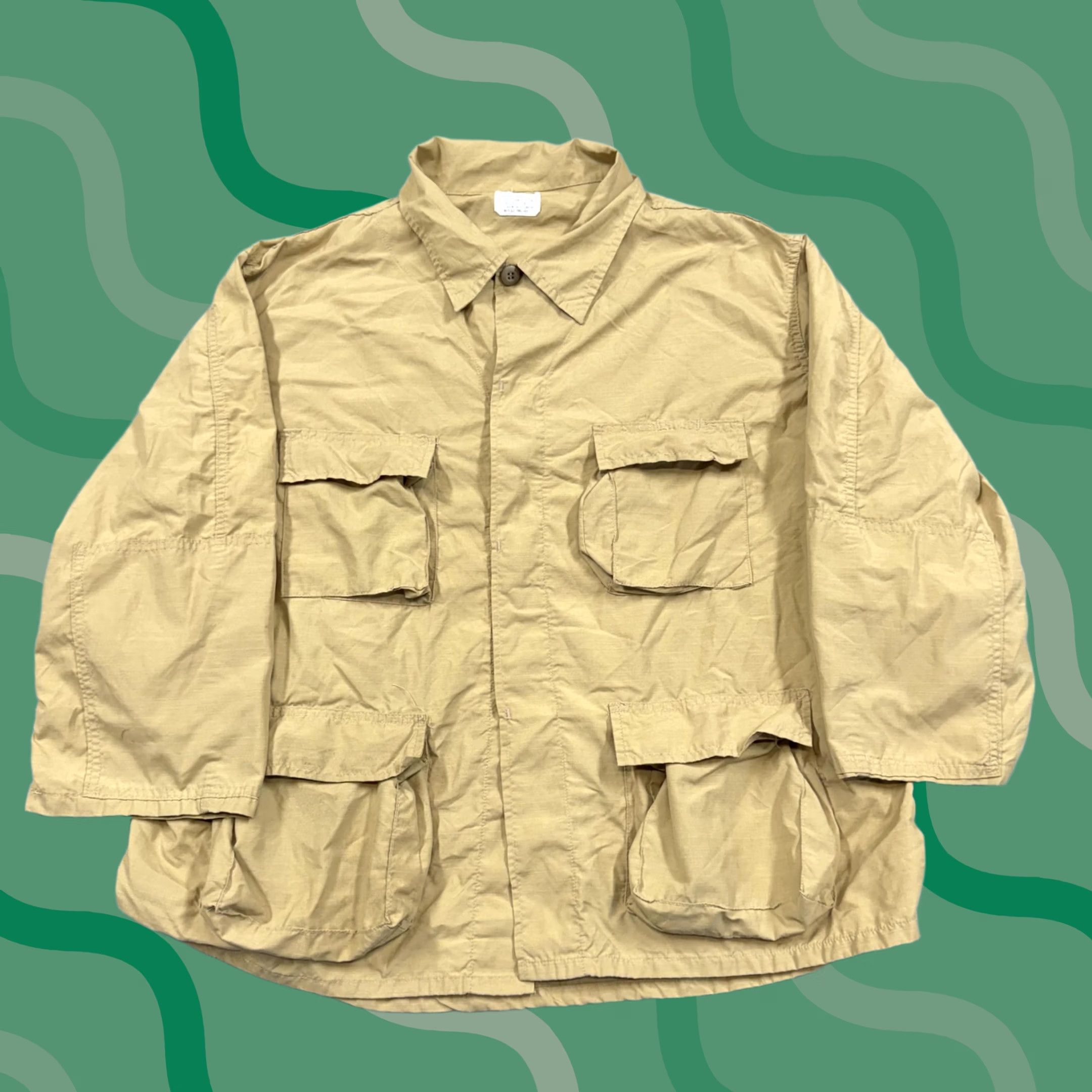 Vintage Brigade Quartermasters Coat Mens XL Beige Combat Field Military Ripstop Jacket Size US XL / EU 56 / 4 - 1 Thumbnail