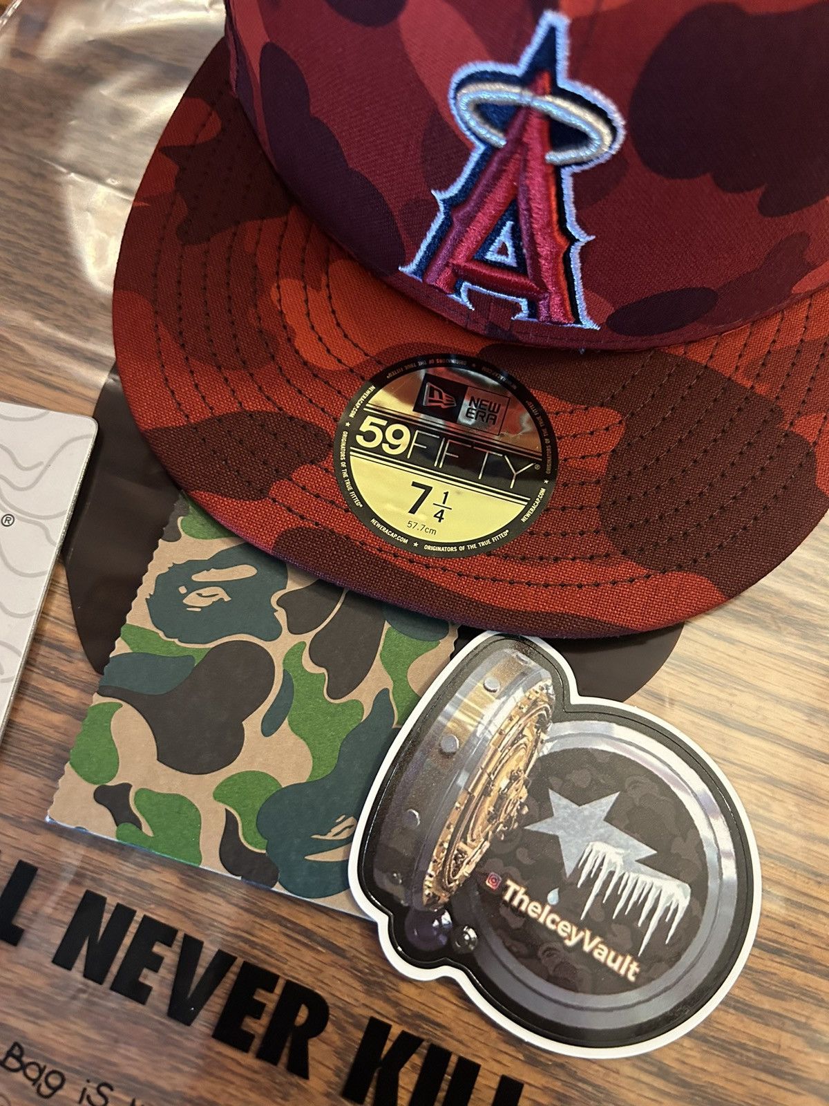 Bape × MLB × New Era Bape x MLB Red Camo LAA Fitted Hat 7 1