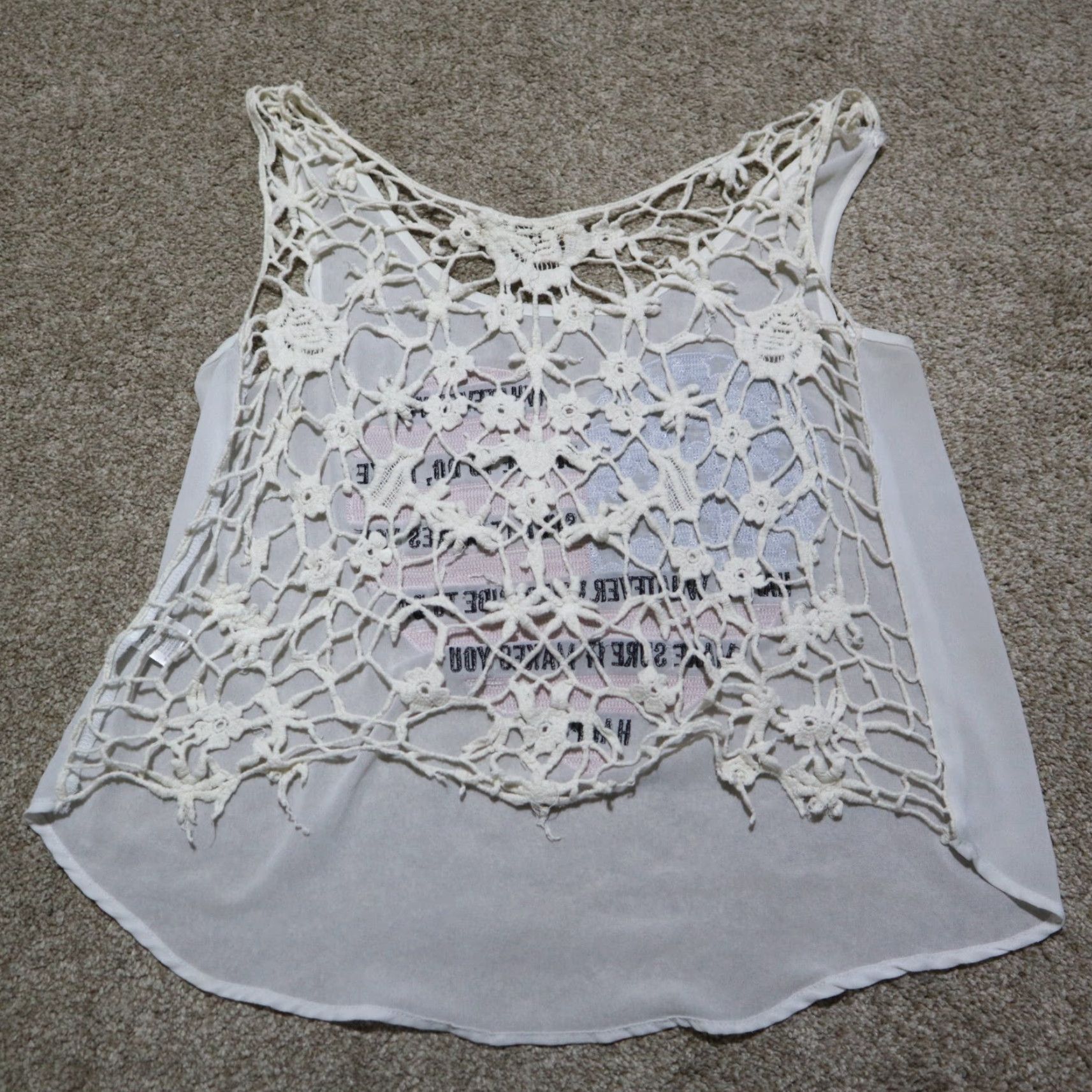 Vintage The Classic Tank Top Sleeveless Casual White M Shirt Womens Medium Lace Sheer Polyester Rayon Modern 90s? Size M / US 6-8 / IT 42-44 - 8 Thumbnail