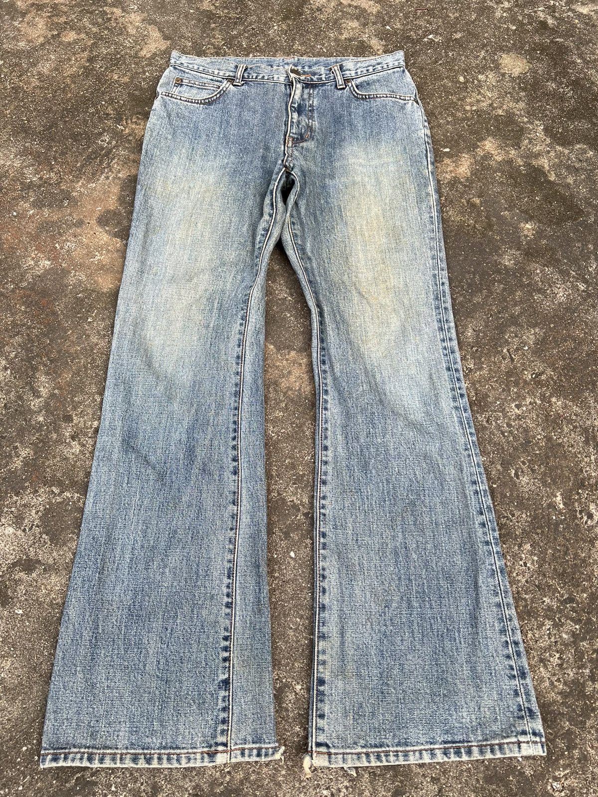 Japanese Brand × Wrangler 💥Flare💥 wrangler Distressed Mud Wash Jeans Size US 30 / EU 46 - 1 Thumbnail
