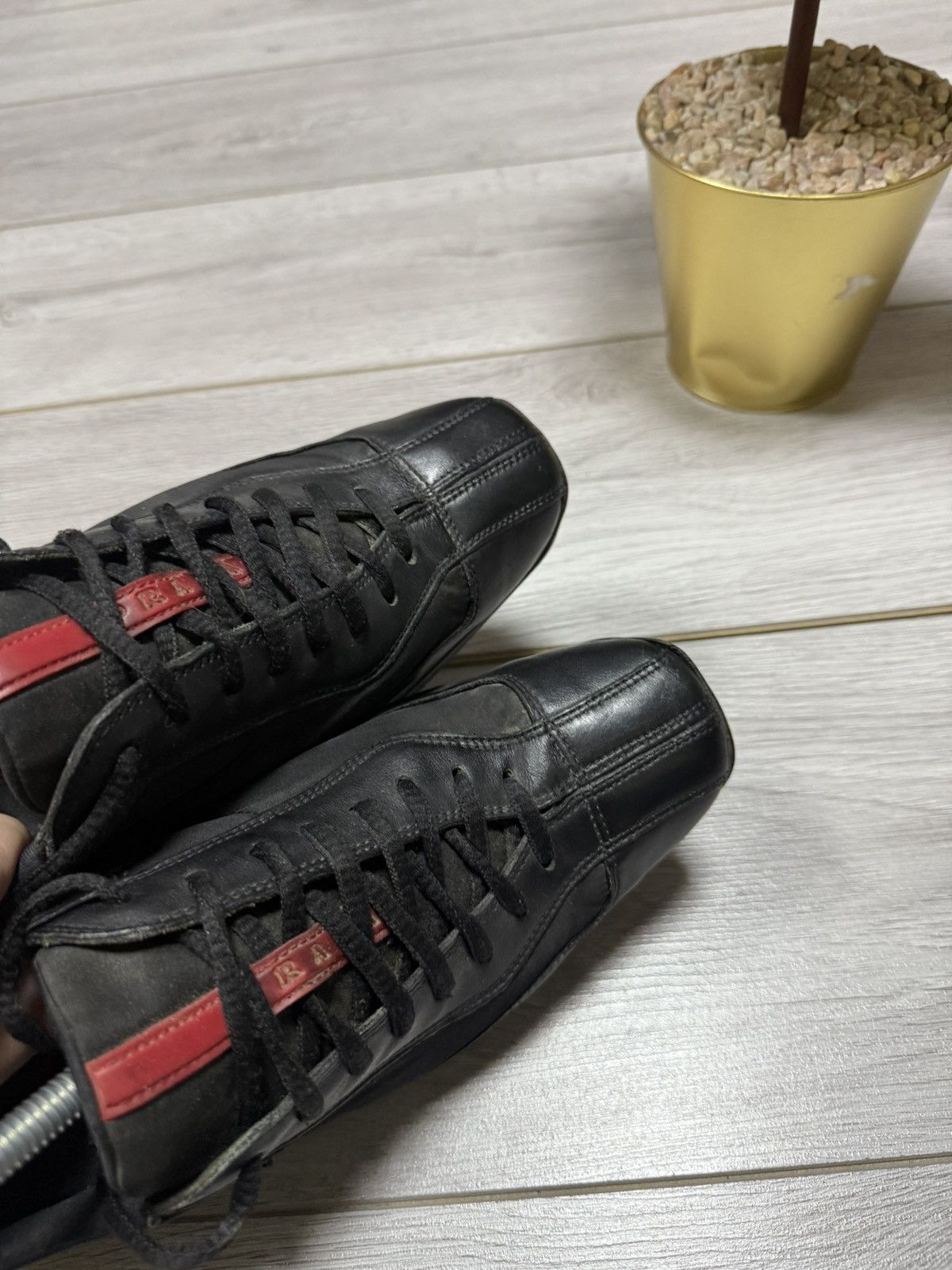 Prada Prada red tab square vintage nylon leather sneakers logo Size US 9 / IT 39 - 3 Thumbnail
