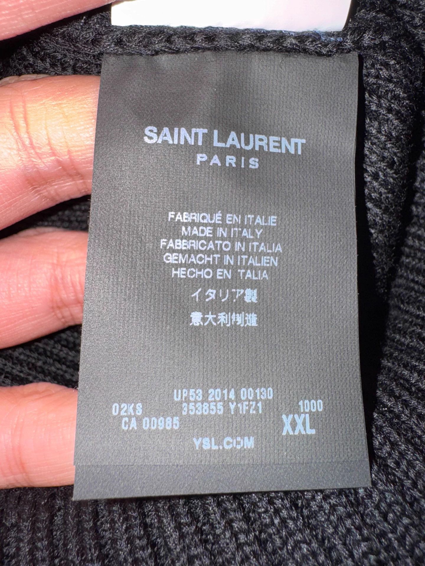 Saint Laurent Paris SAINT LAURENT Hedi Slimane men's wool lambskin knitwear blk Size US XXL / EU 58 / 5 - 3 Thumbnail