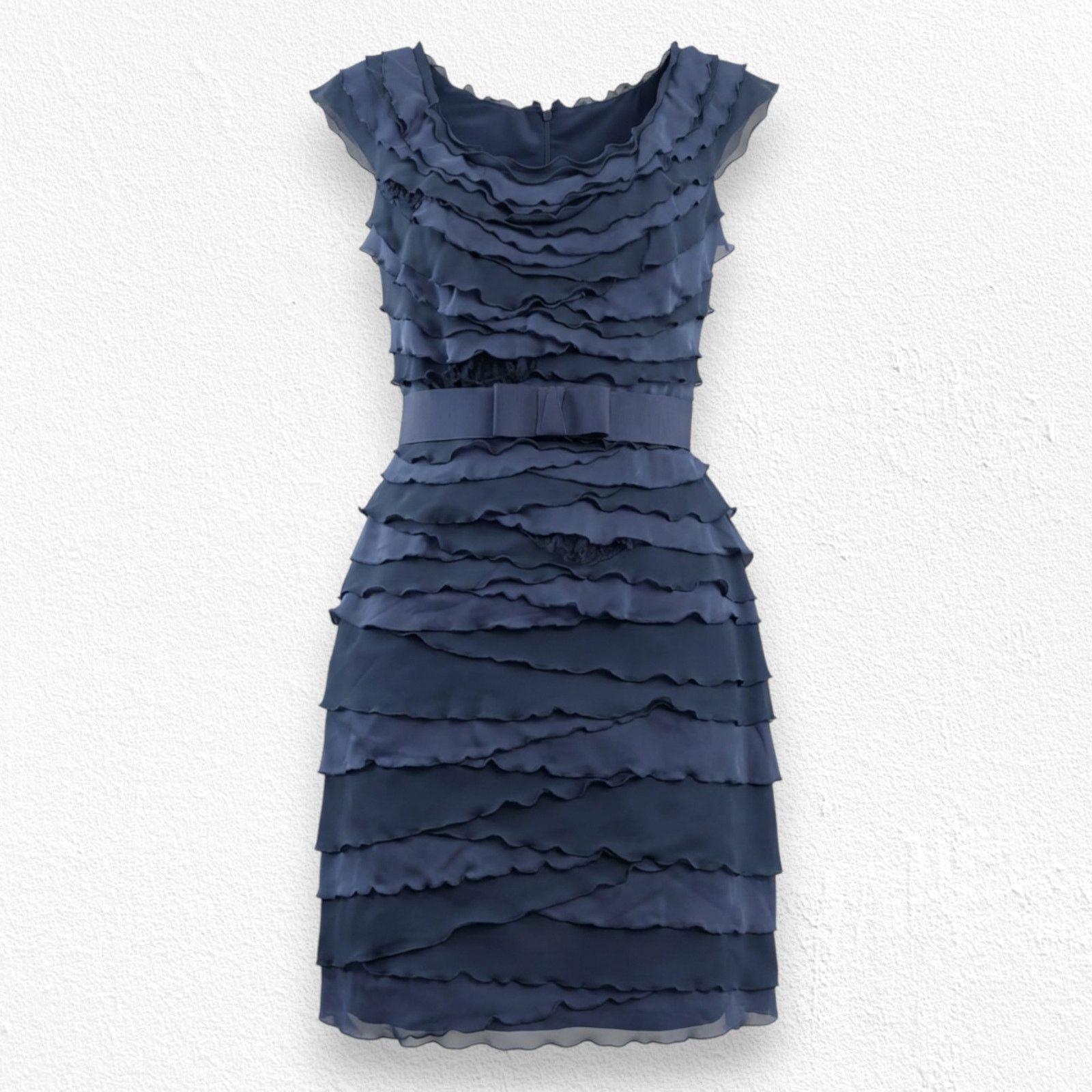 Tadashi Shoji Tadashi Shoji Navy Ruffle Cocktail Dress Size 16 Size XXL / US 16-18 / IT 52-54 - 1 Thumbnail