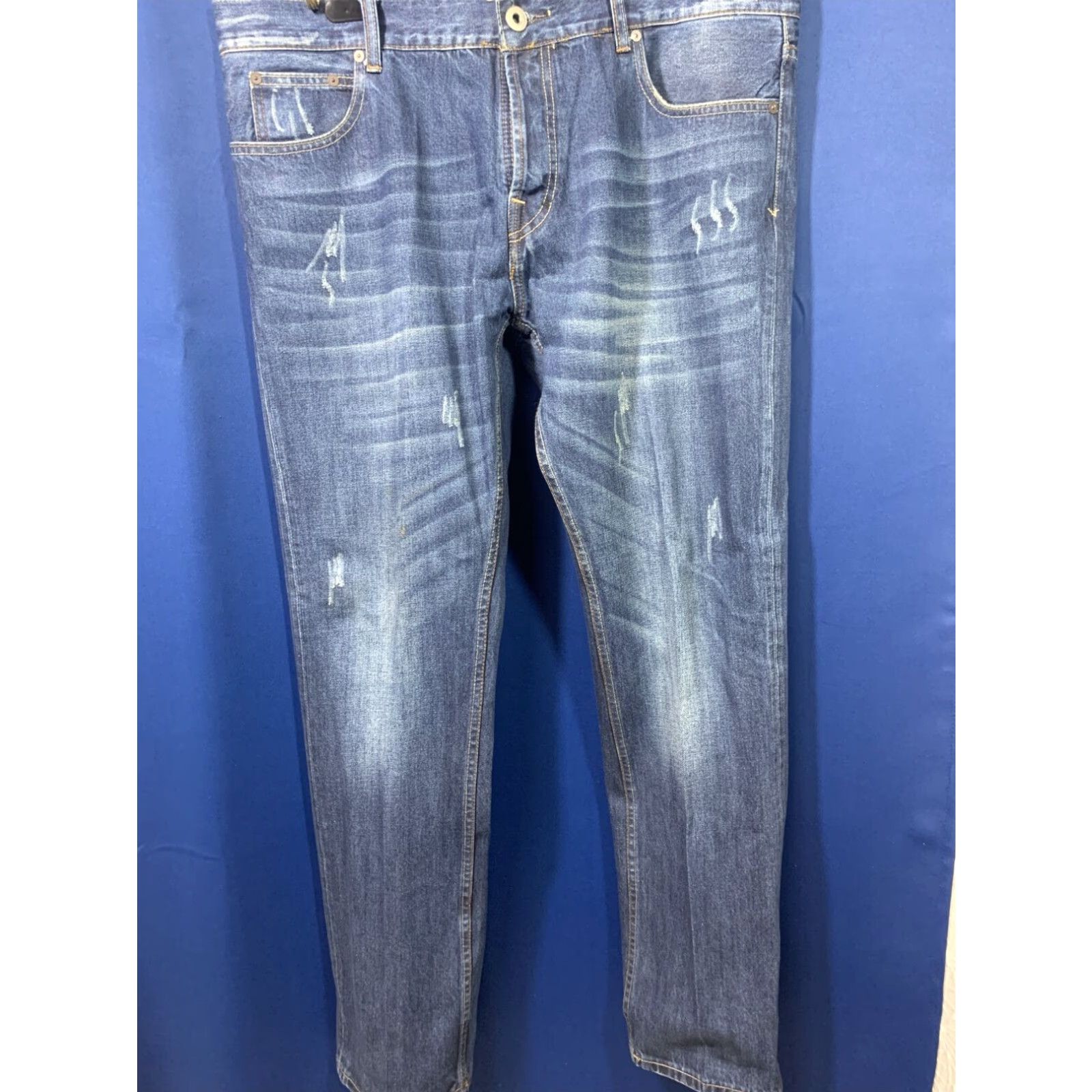 Firetrap VINTAGE Firetrap Distressed Button Fly Jeans 38x33 Blue Straight Leg Mens Size US 38 / EU 54 - 1 Thumbnail