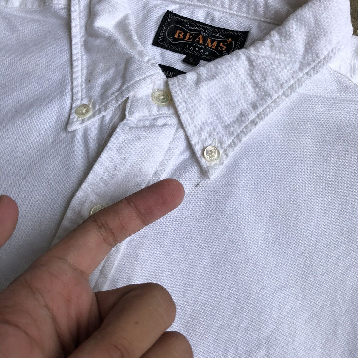 Beams Plus 🇯🇵 2000s Beams Plus Japan Oxford Halfbutton Shirt White Size US L / EU 52-54 / 3 - 7 Thumbnail