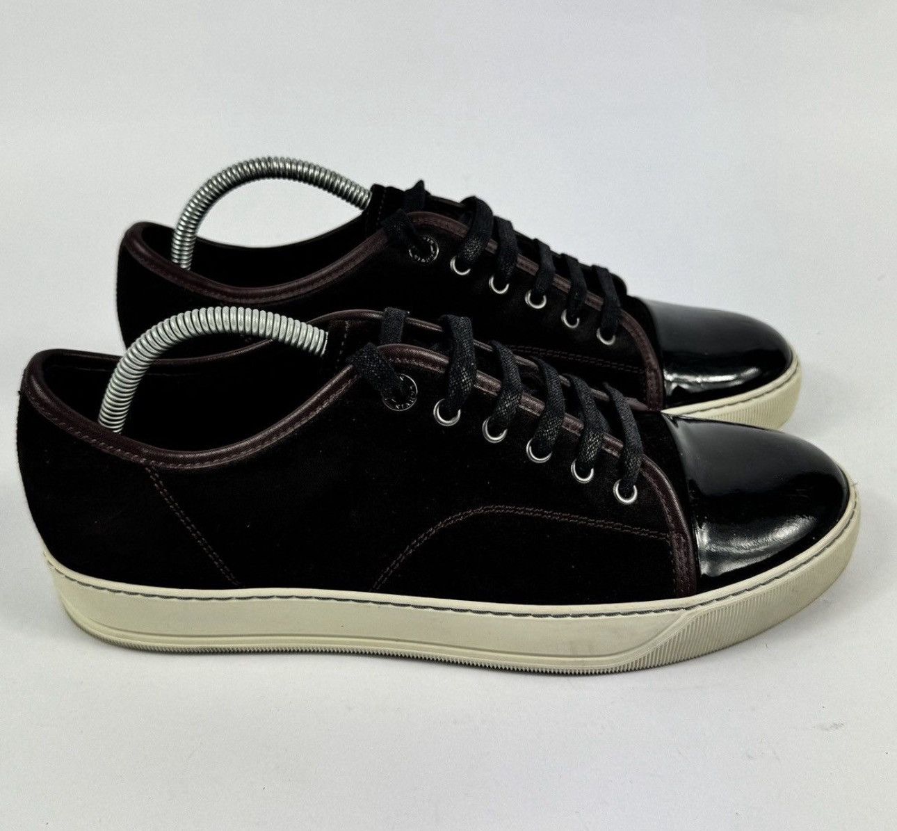 Lanvin BURGUBDY VELVET AND PATENT TOE SNEAKERS Size US 8 / EU 41 - 2 Thumbnail