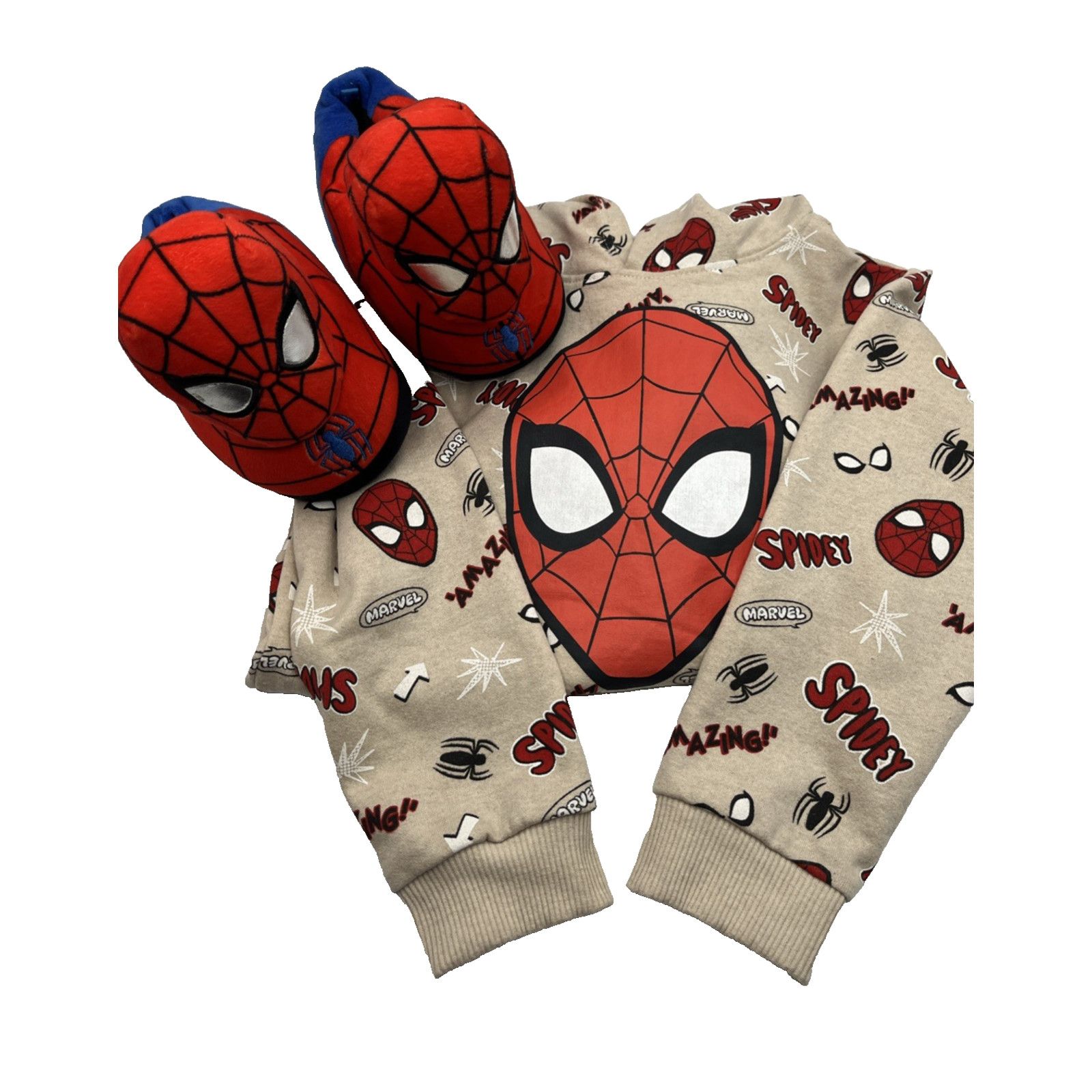 Marvel Comics Marvel Spider-Man Boys Hoodie Size 6 & Spider-Man Slippers Size ONE SIZE - 1 Thumbnail