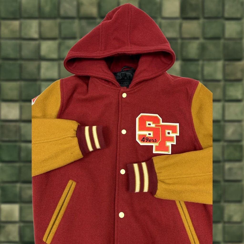 Vintage VINTAGE Stewart & Strauss Varsity Jacket San Francisco 49ers NFL Coat With Hood Adult Medium Black Size US M / EU 48-50 / 2 - 1 Thumbnail