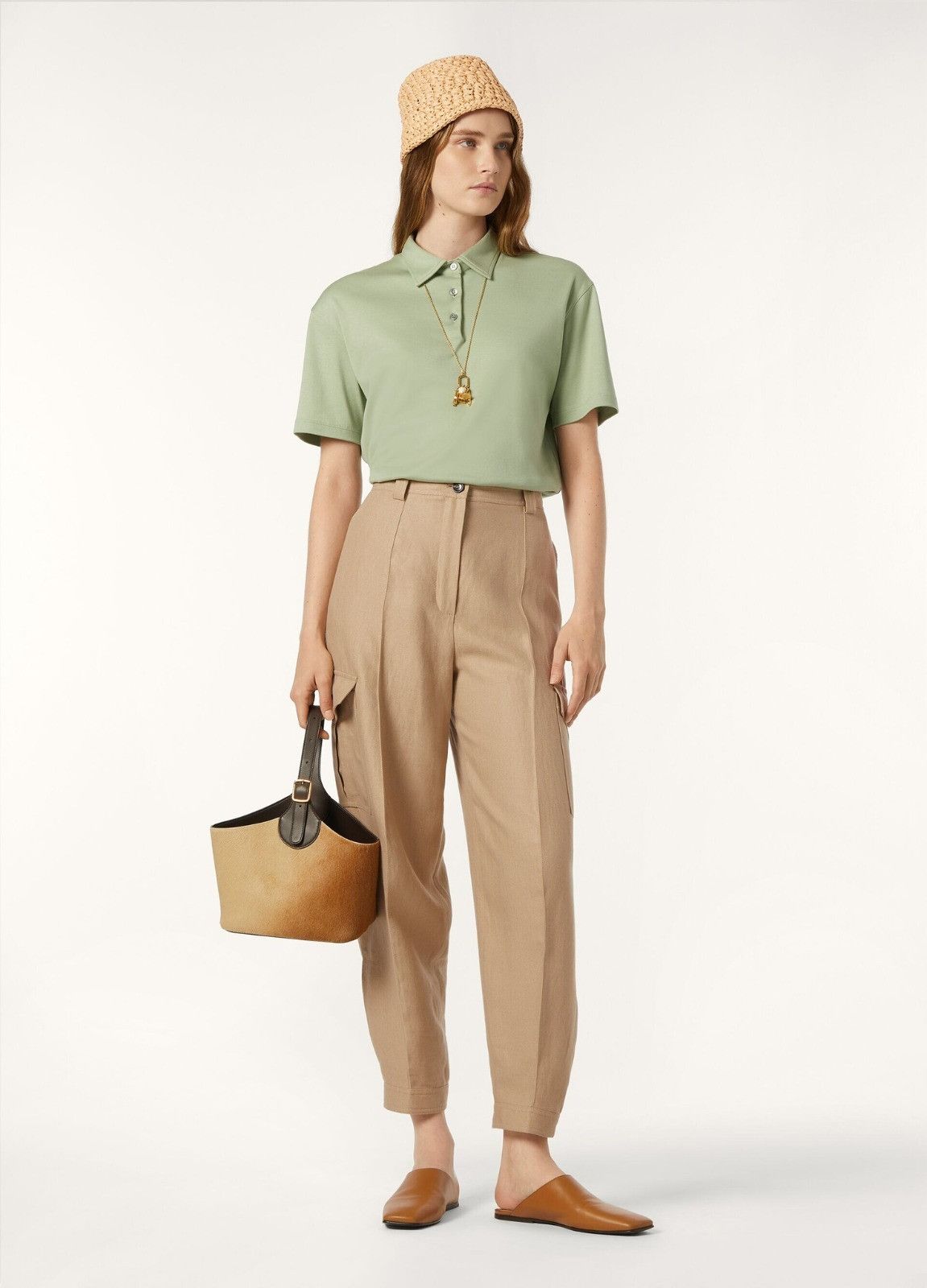 Loro Piana o1srvl11e0526 FAP2881 Tremezzo Polo Shirt in Light Green Size XS / US 0-2 / IT 36-38 - 5 Thumbnail
