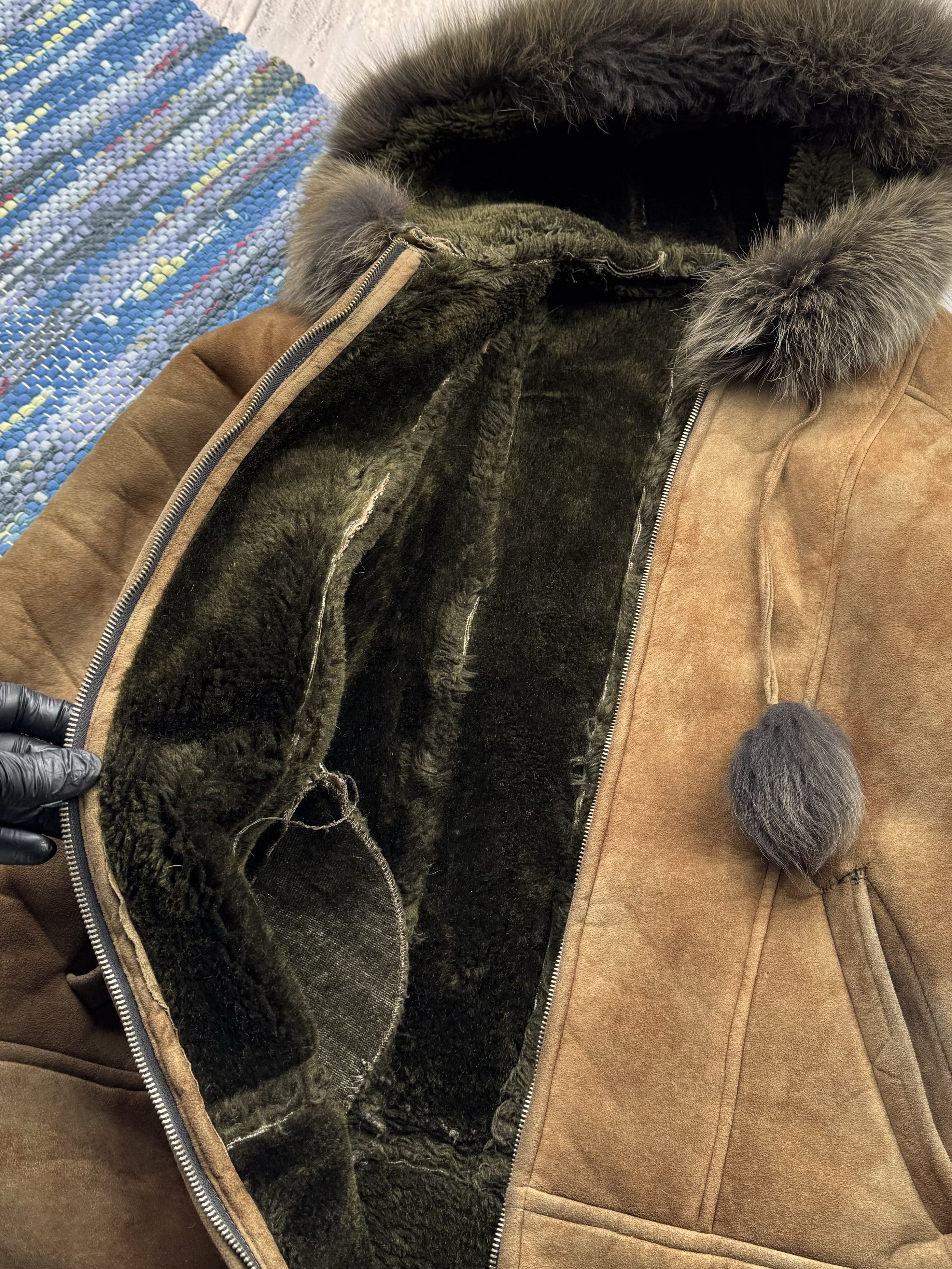 Vintage Vintage Faded Hooded Faux Sheepskin Coat A251(549) Size M / US 6-8 / IT 42-44 - 6 Thumbnail