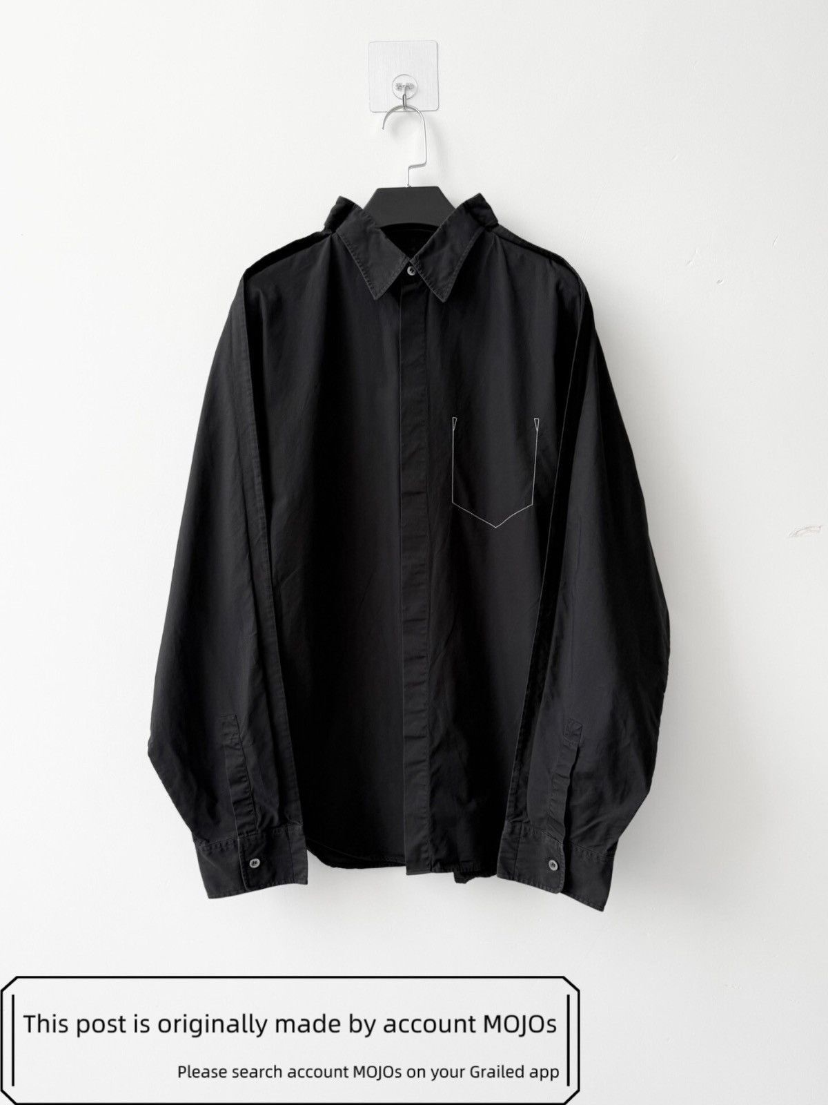 Maison Margiela Sz 38 Maison Margiela 19AW White Stitch Pocket Black Shirt Size US M / EU 48-50 / 2 - 1 Thumbnail