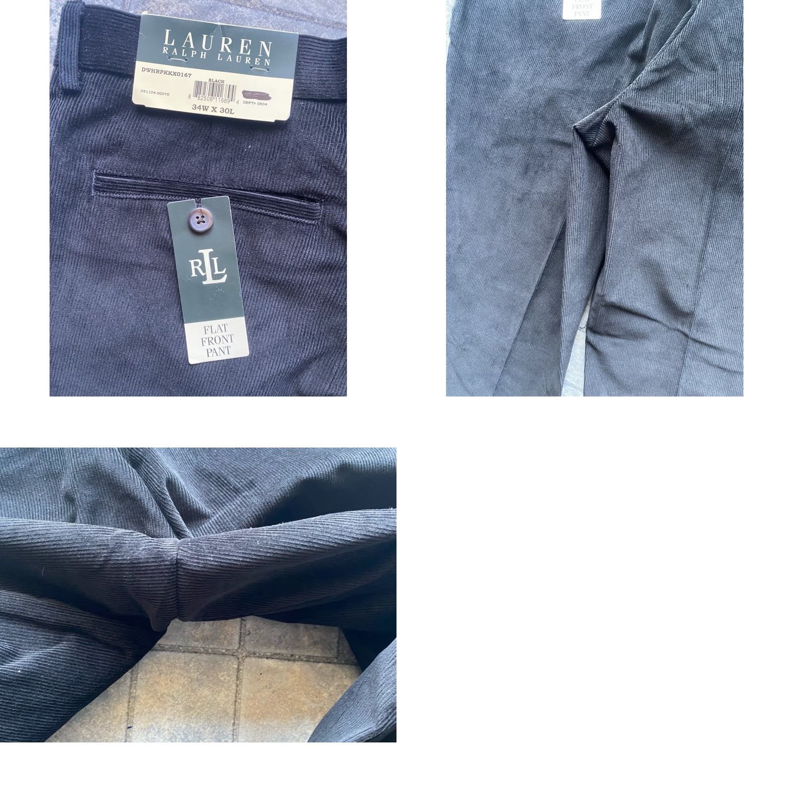 Ralph Lauren NWT Lauren Ralph Lauren Corduroy Black Pants 34x30 Men’s Flat Front Size US 34 / EU 50 - 9 Thumbnail