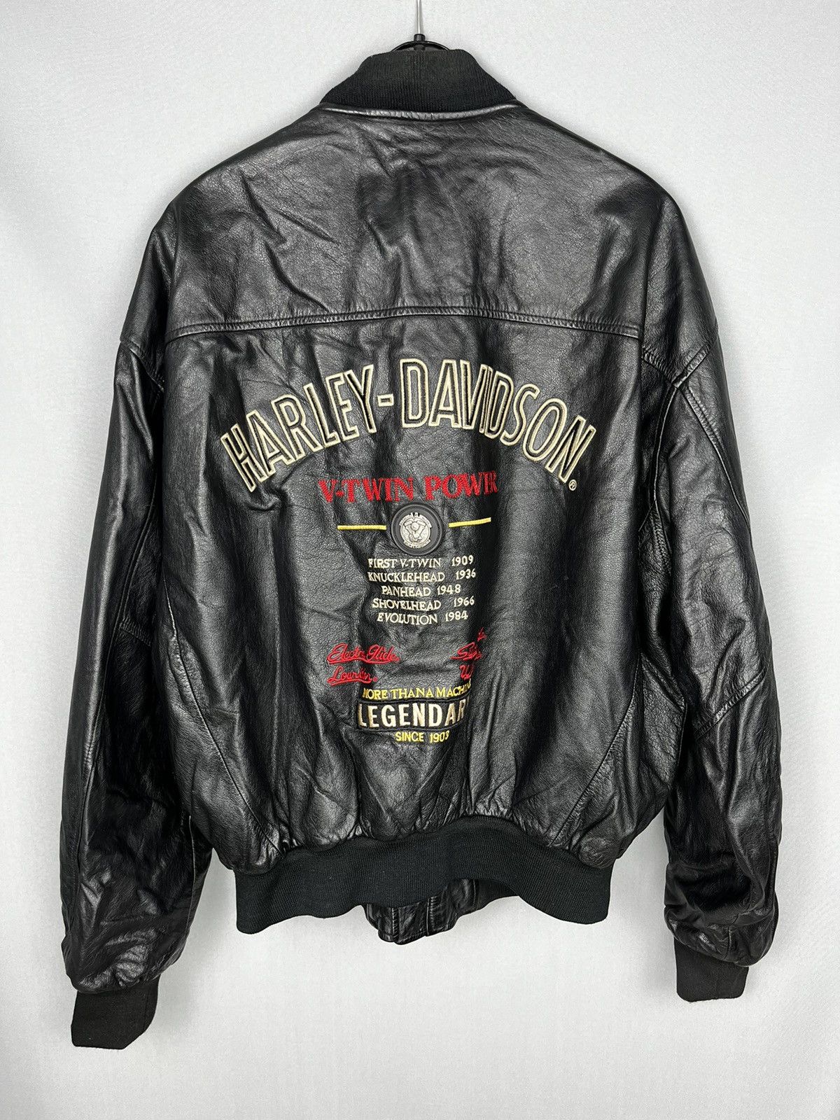 Harley Davidson × Vintage Harley Davidson leather jacket big logo vintage Size US XL / EU 56 / 4 - 1 Thumbnail