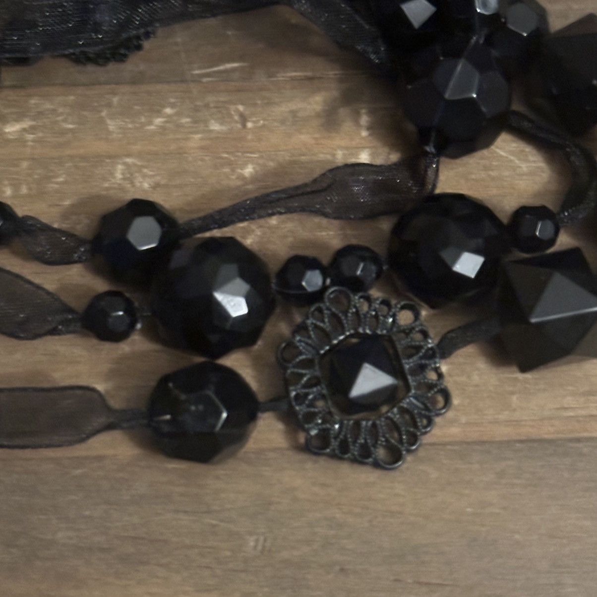 Other Long multi strand black ribbon station bead necklace Size ONE SIZE - 3 Thumbnail