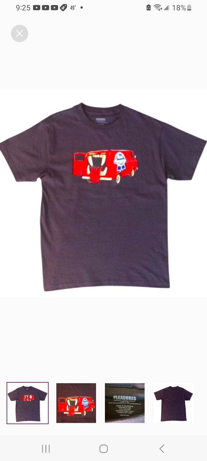 Pabst Blue Ribbon × Pleasures PLEASURES × PABST Beer Van T-Shirt, M, Black. Size US M / EU 48-50 / 2 - 1 Thumbnail