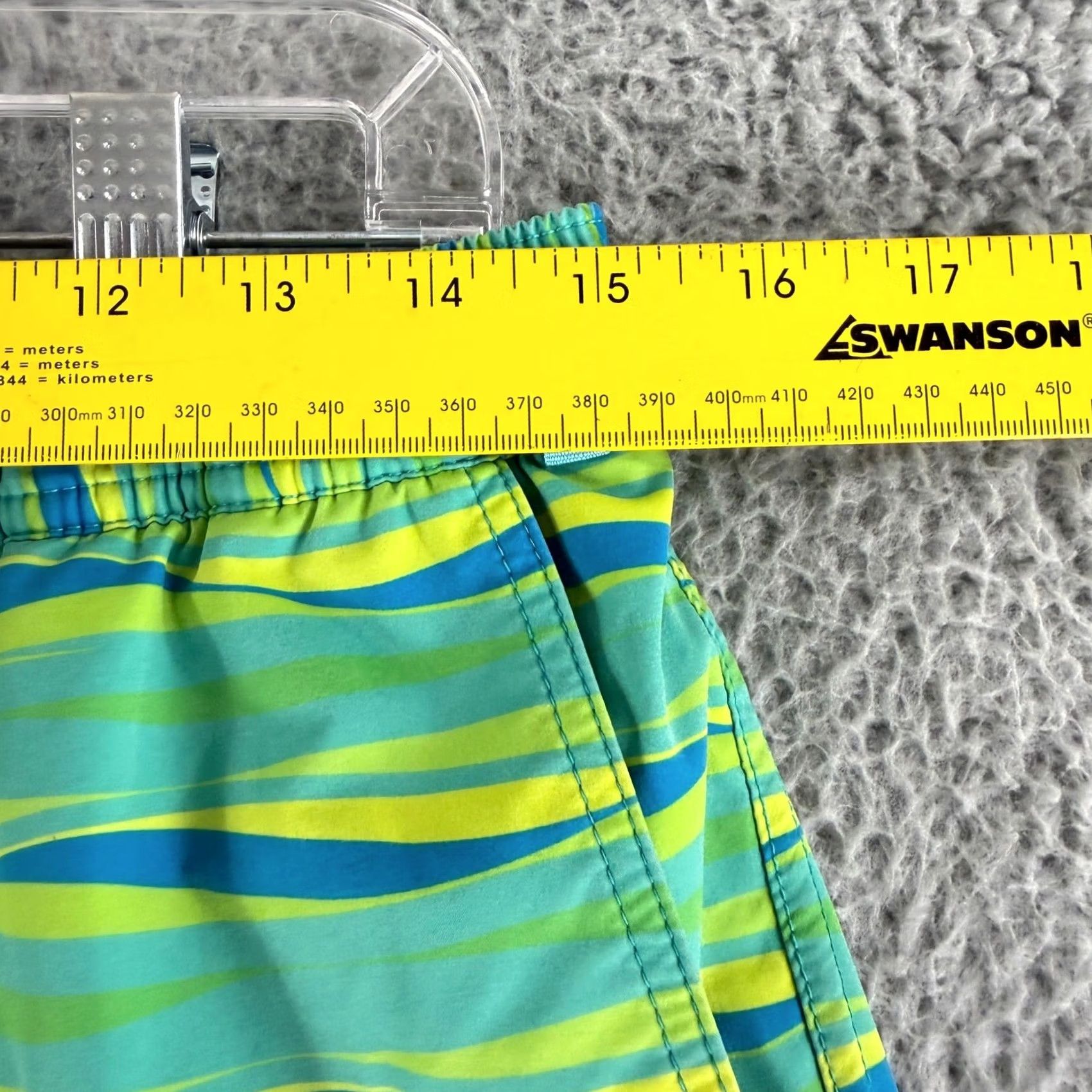 Psycho Bunny Psycho Bunny Swim Trunks Mens Medium Green Wavy Stripe Drawstring Shorts Size US 31 - 6 Thumbnail