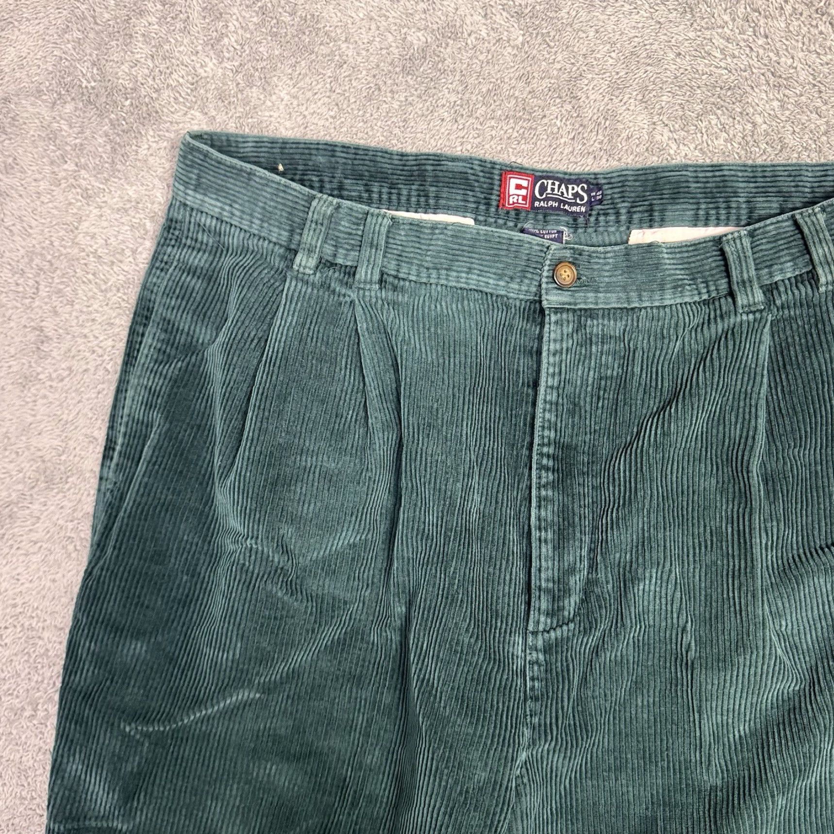 Ralph Lauren VINTAGE Chaps Ralph Lauren Pants Mens 38x30 Corduroy Teal Wale Cuffed Dress Pants 90s Y2K Mens Clothing Size US 38 / EU 54 - 5 Thumbnail