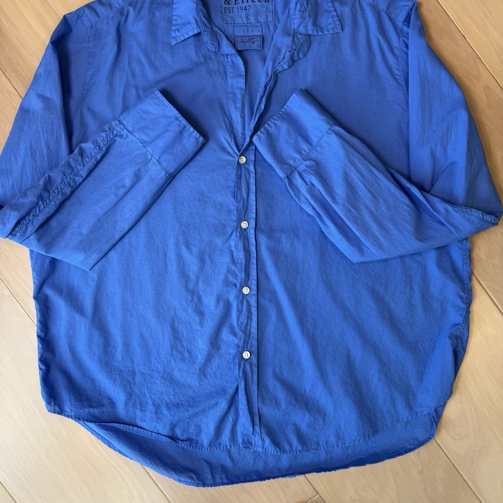 Frank & Eileen Frank & Eileen Shirt Women's Large Blue Cotton Button Up Size L / US 10 / IT 46 - 6 Thumbnail