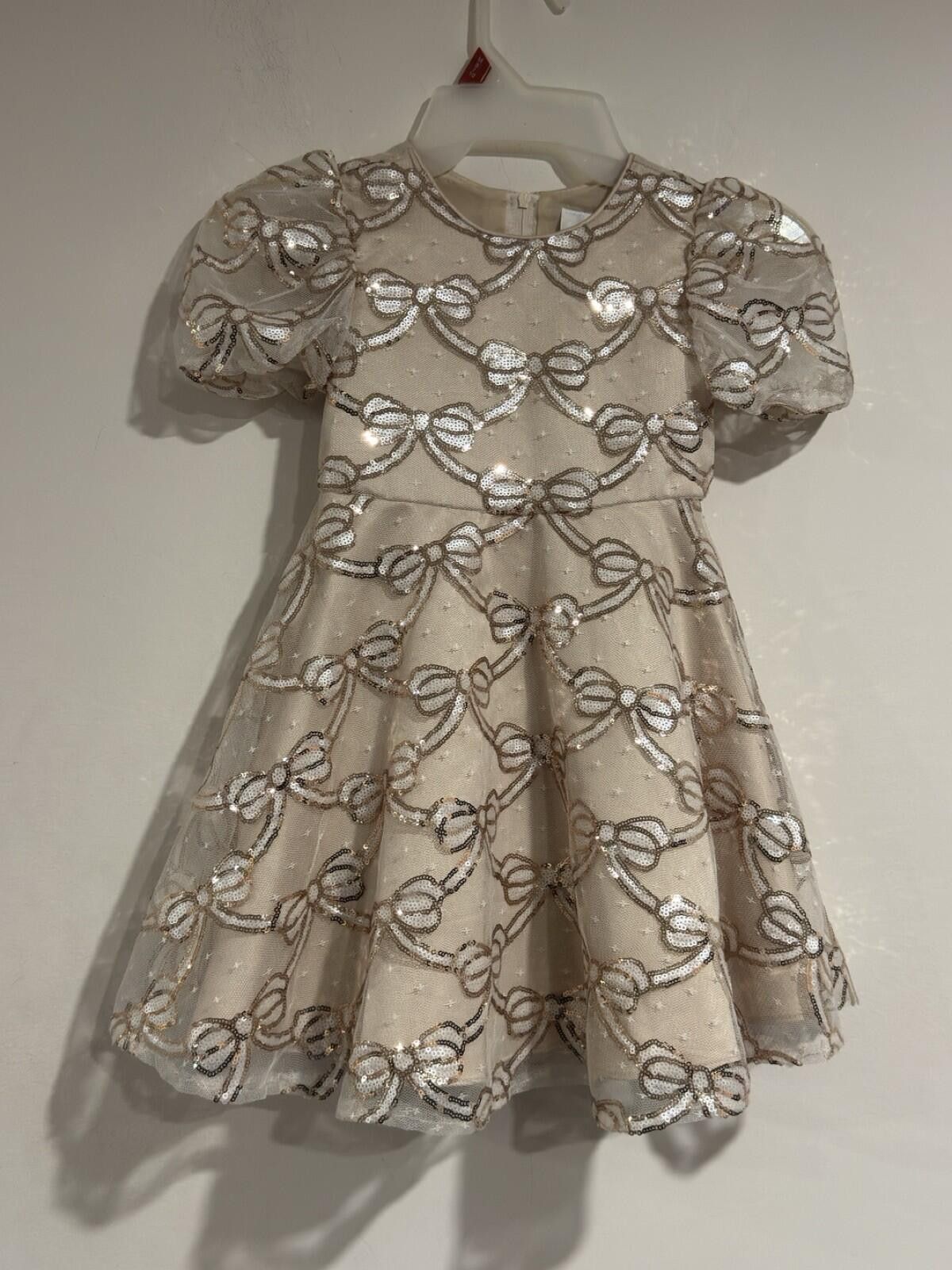 Other Rare Editions Girls Dress Sequin Bow Puff Illusion Sleeve 4T Size ONE SIZE - 6 Thumbnail