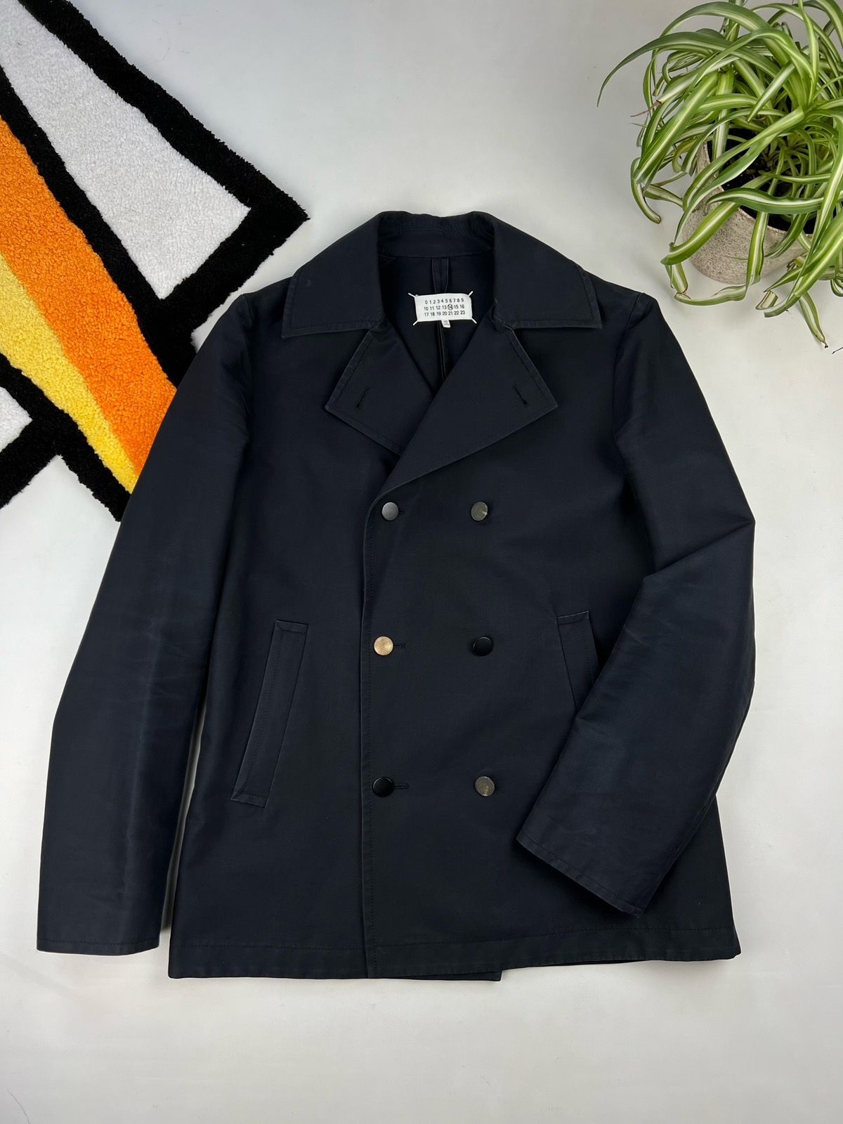 Pre-owned Maison Margiela Double Breasted Coat 2015 Different Buttons In Navy