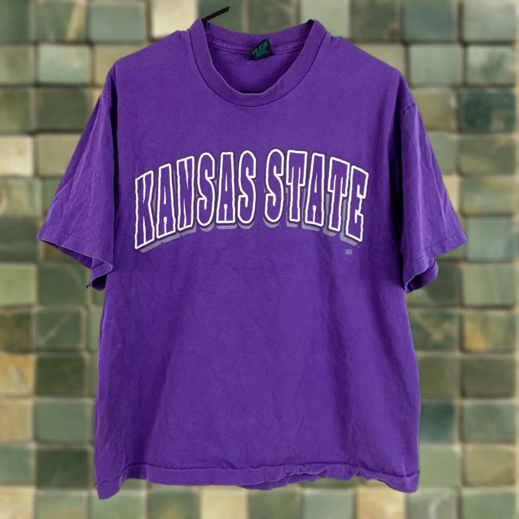 Vintage VINTAGE Kansas State University Spellout Tee Shirt Unisex Adults L Purple 90s Graphic Print Crew Neck Short Sleeve 100% Cotton Tee's Unlimited Size US L / EU 52-54 / 3 - 1 Thumbnail